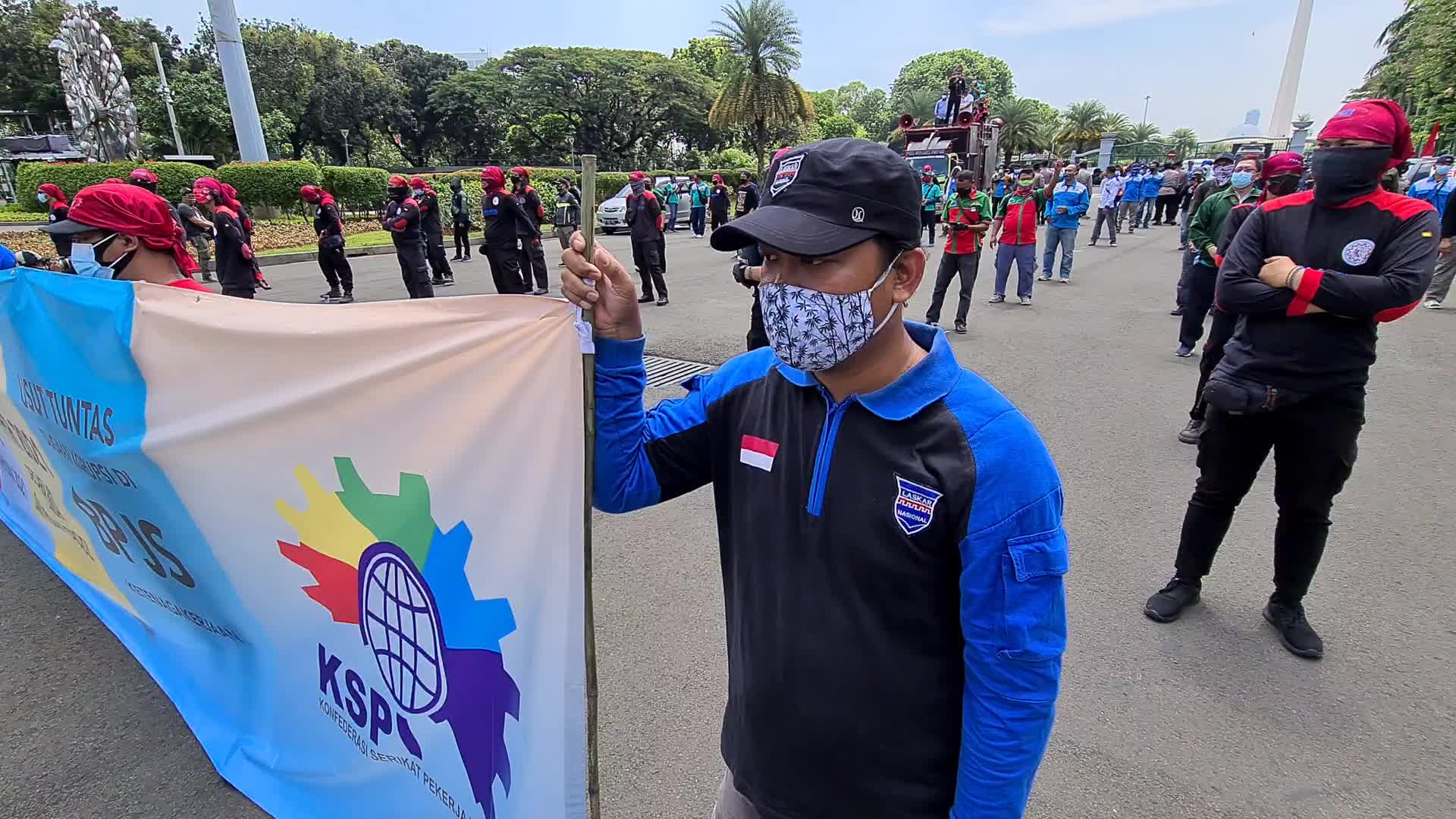 Omnibus law protest in Jakarta, Indonesia