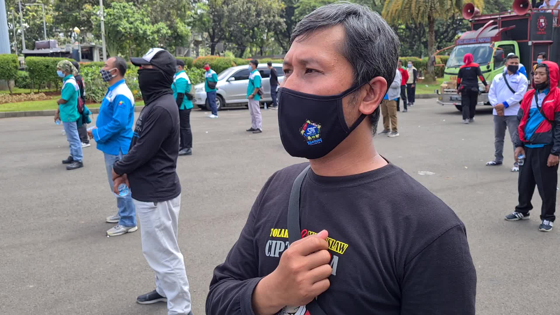 Omnibus law protest in Jakarta, Indonesia