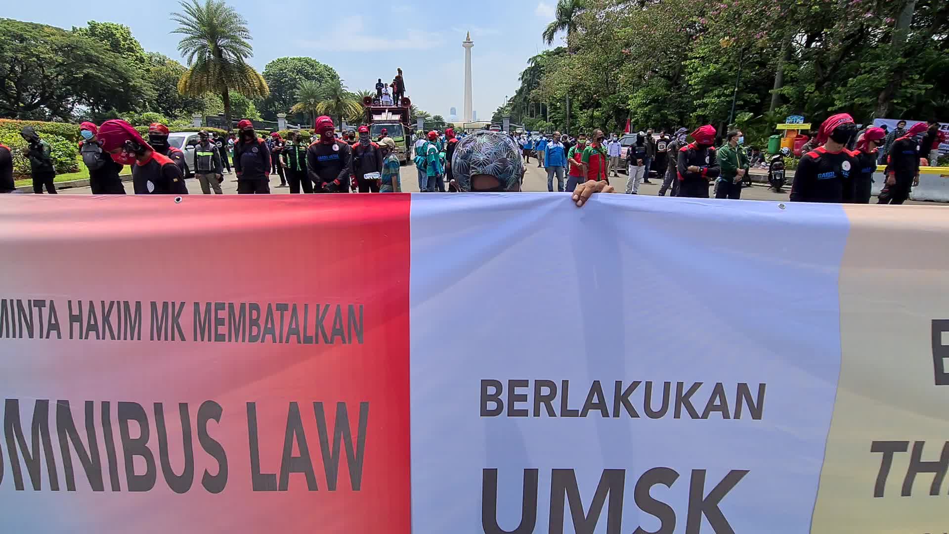 Omnibus law protest in Jakarta, Indonesia