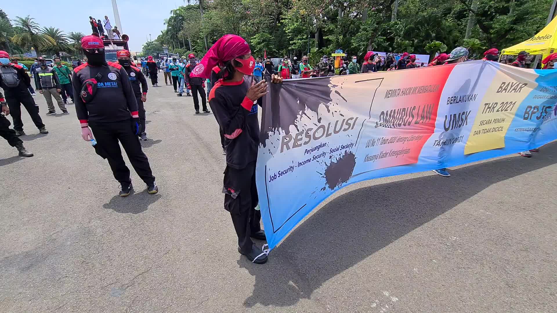 Omnibus law protest in Jakarta, Indonesia