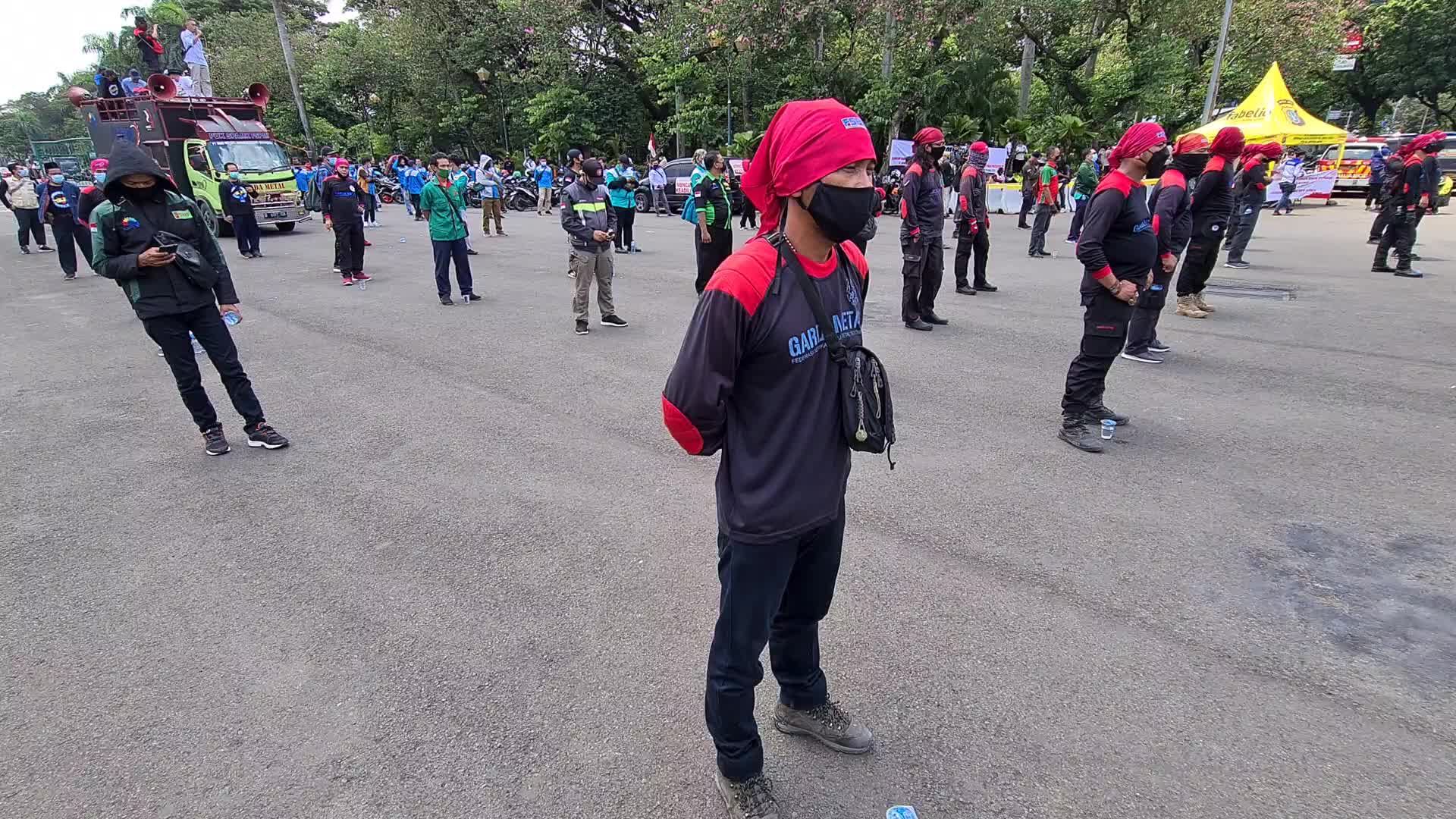 Omnibus law protest in Jakarta, Indonesia
