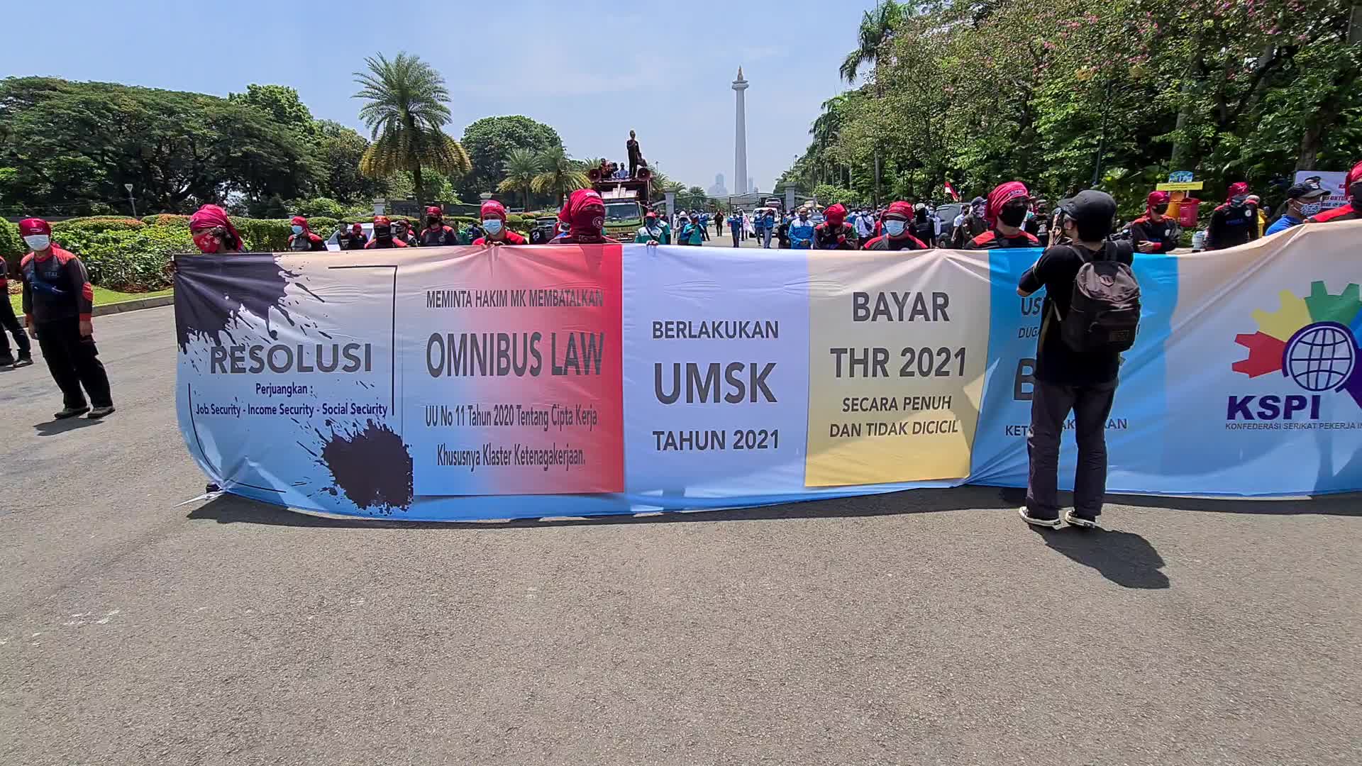 Omnibus law protest in Jakarta, Indonesia