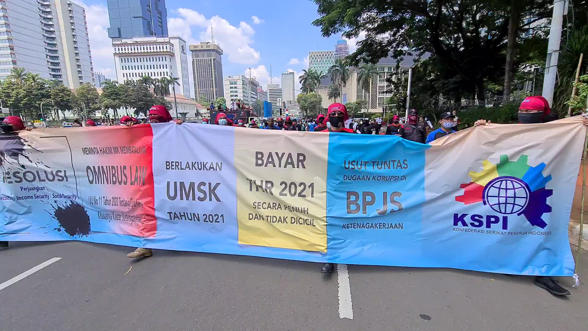 Omnibus law protest in Jakarta, Indonesia