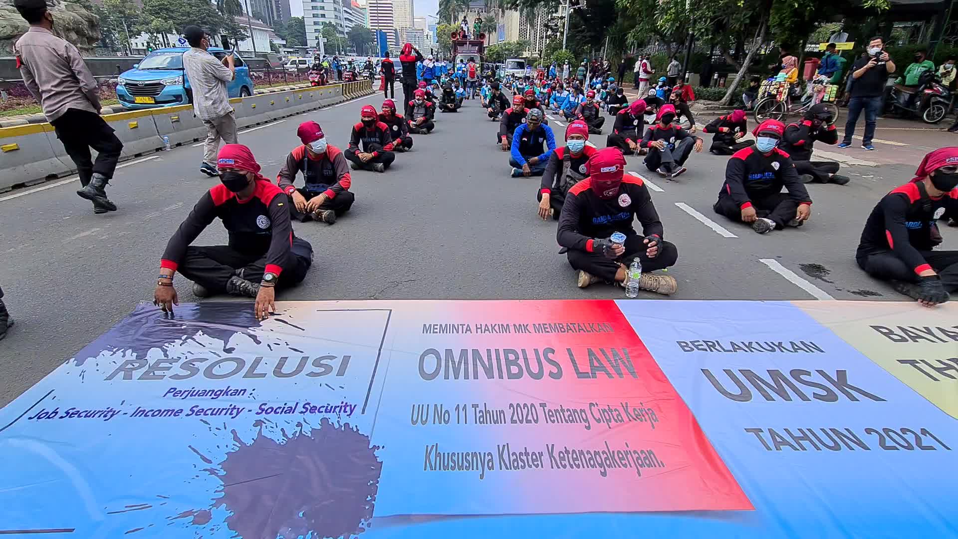 Omnibus law protest in Jakarta, Indonesia