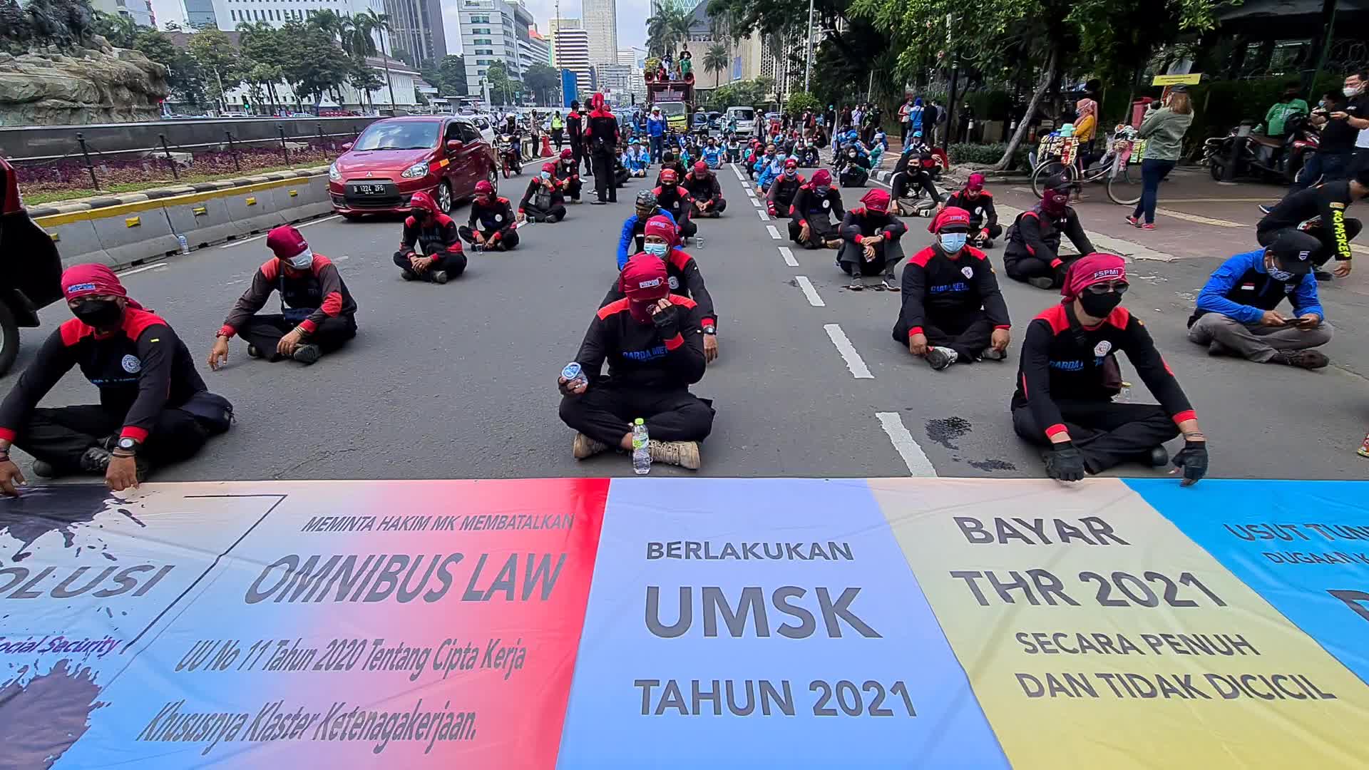 Omnibus law protest in Jakarta, Indonesia