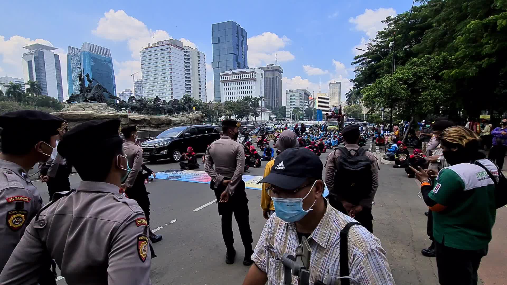 Omnibus law protest in Jakarta, Indonesia