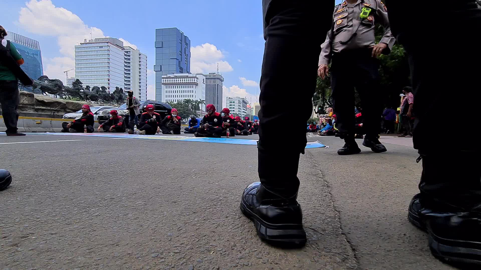 Omnibus law protest in Jakarta, Indonesia