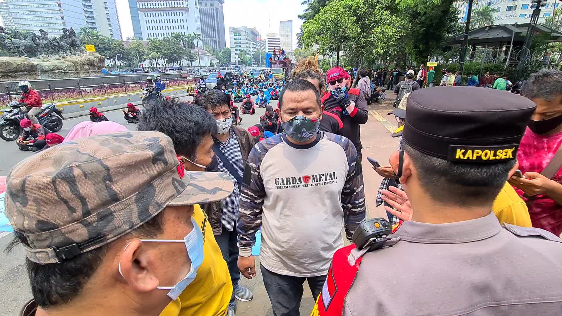 Omnibus law protest in Jakarta, Indonesia