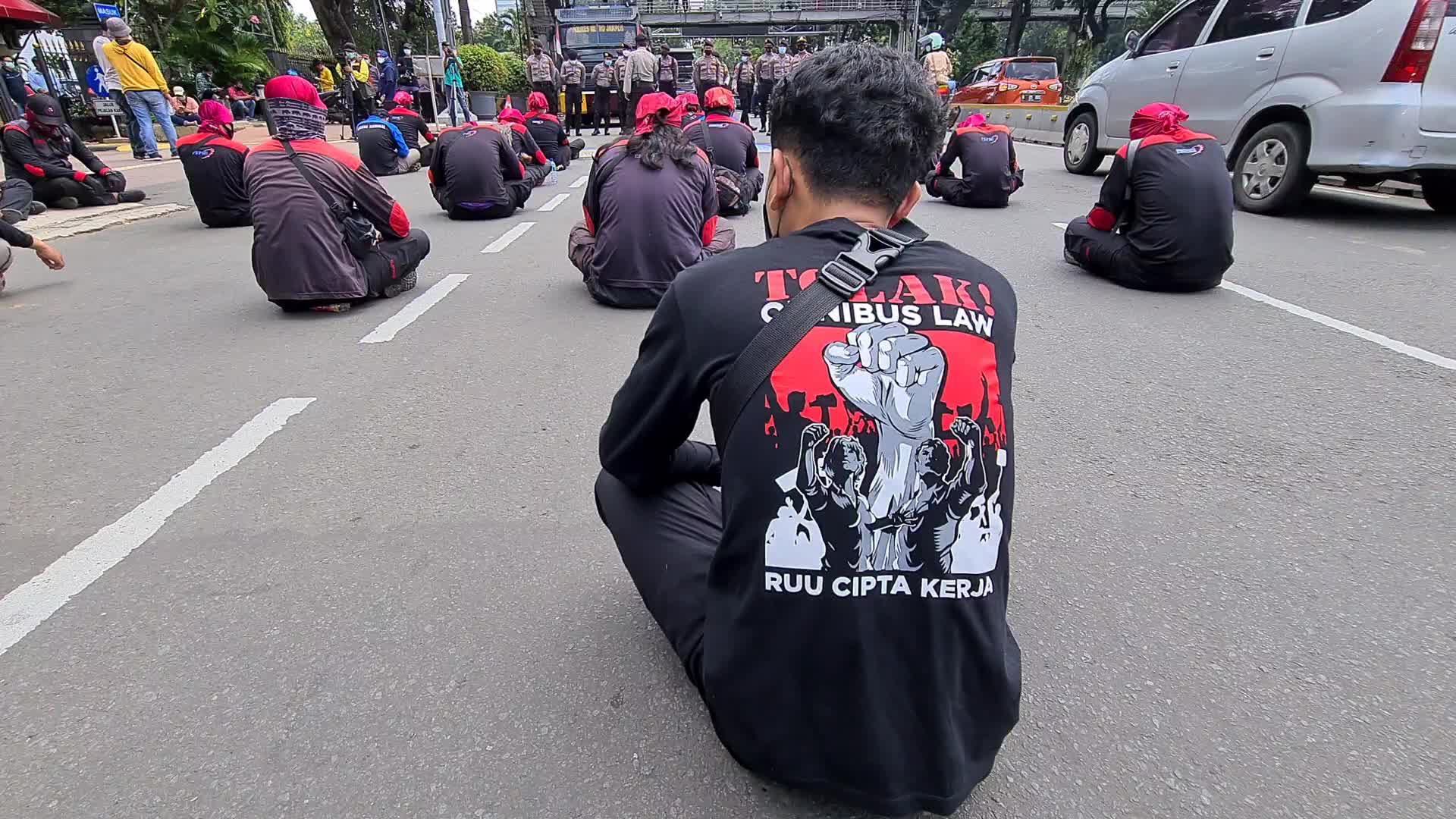 Omnibus law protest in Jakarta, Indonesia