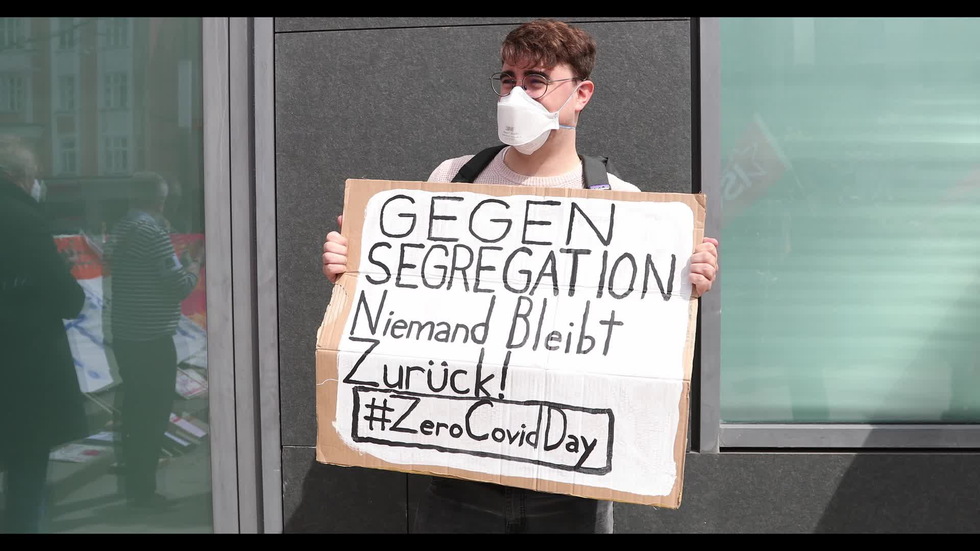ZeroCovid activists protest for a lockdown in Munich, Germany