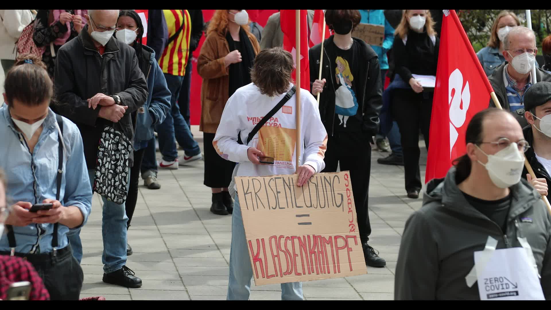 ZeroCovid activists protest for a lockdown in Munich, Germany