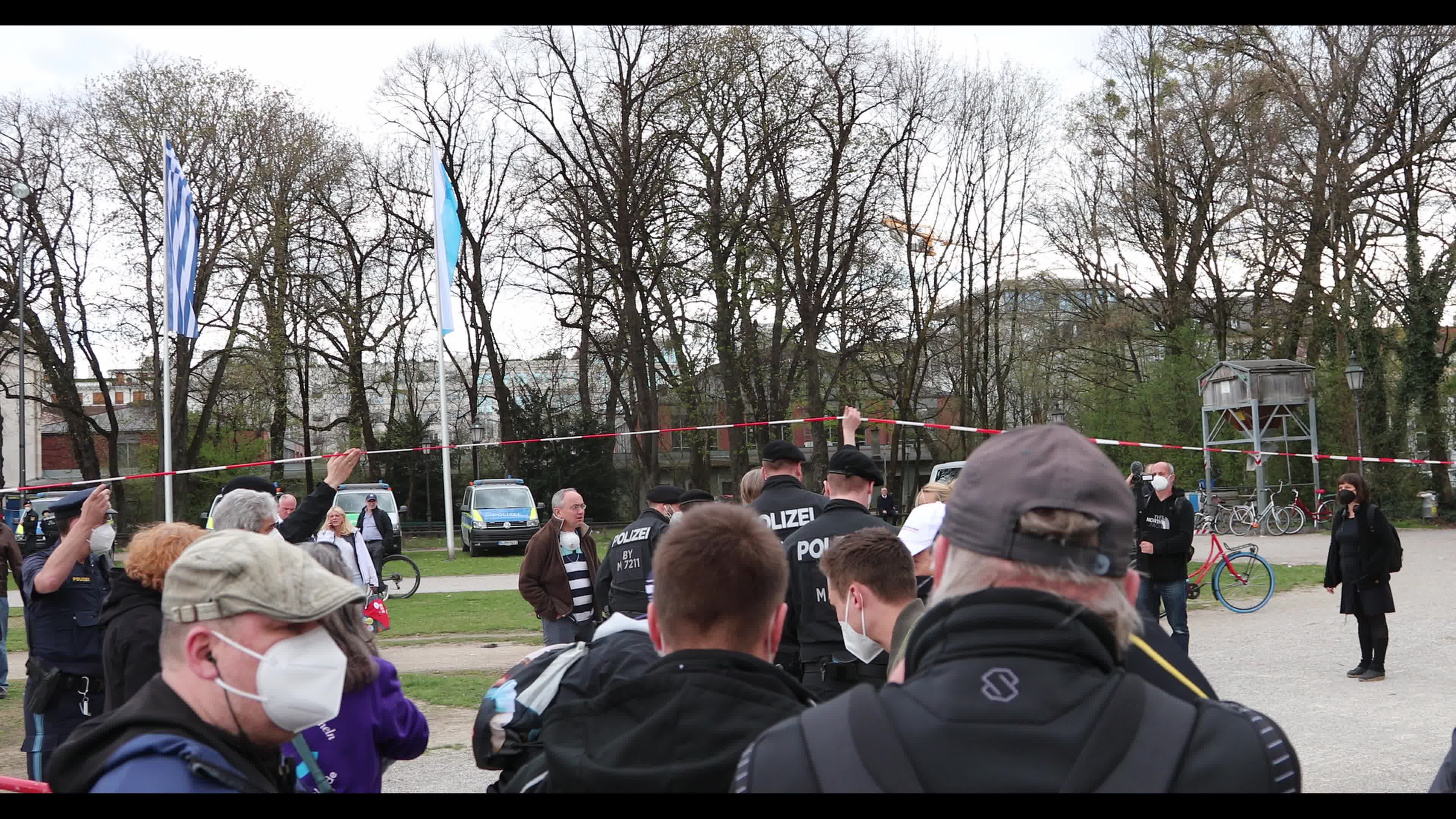 Hundreds lateral thinkers protest against the Lockdown in Munich, Germany