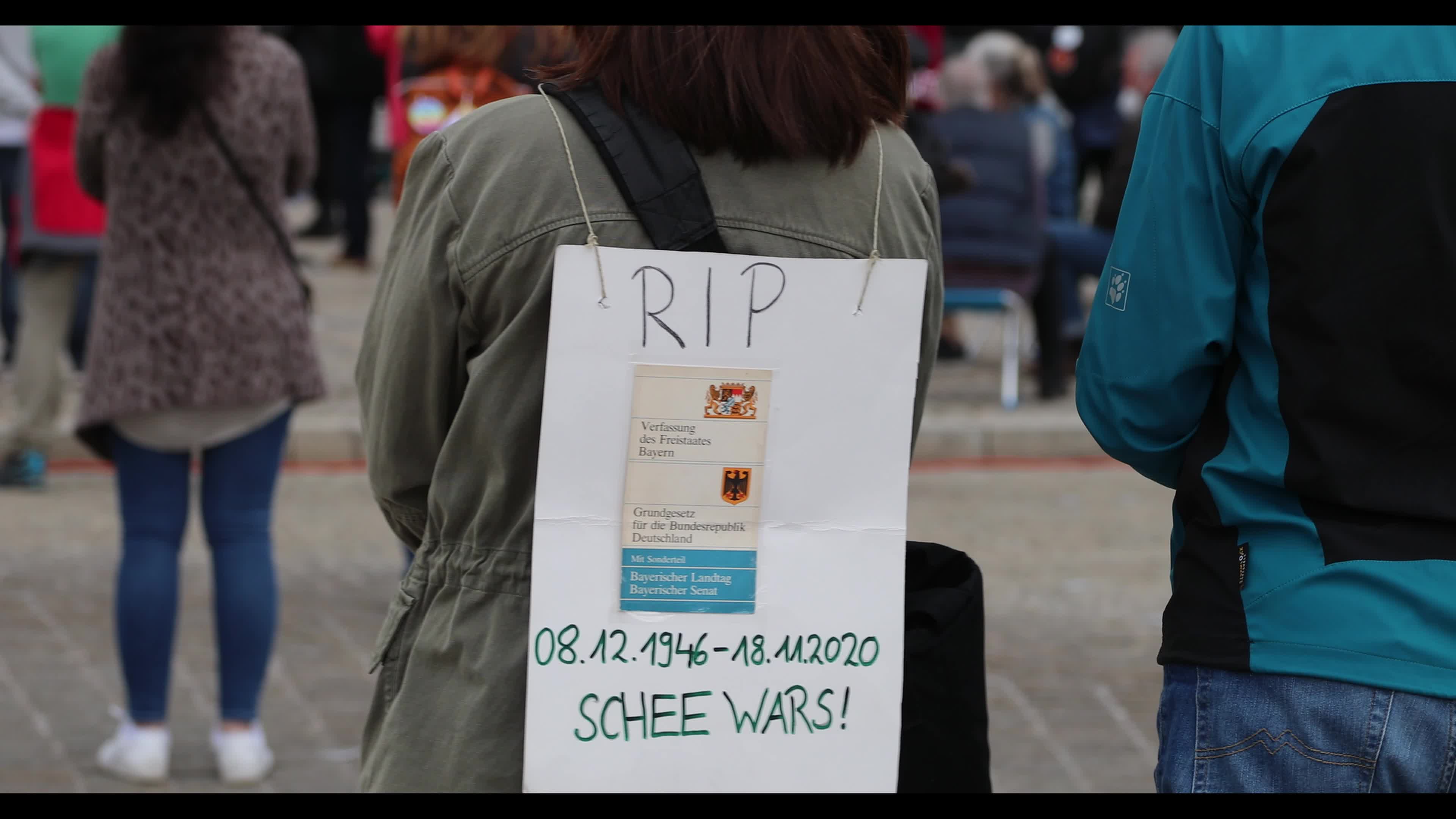 Hundreds lateral thinkers protest against the Lockdown in Munich, Germany