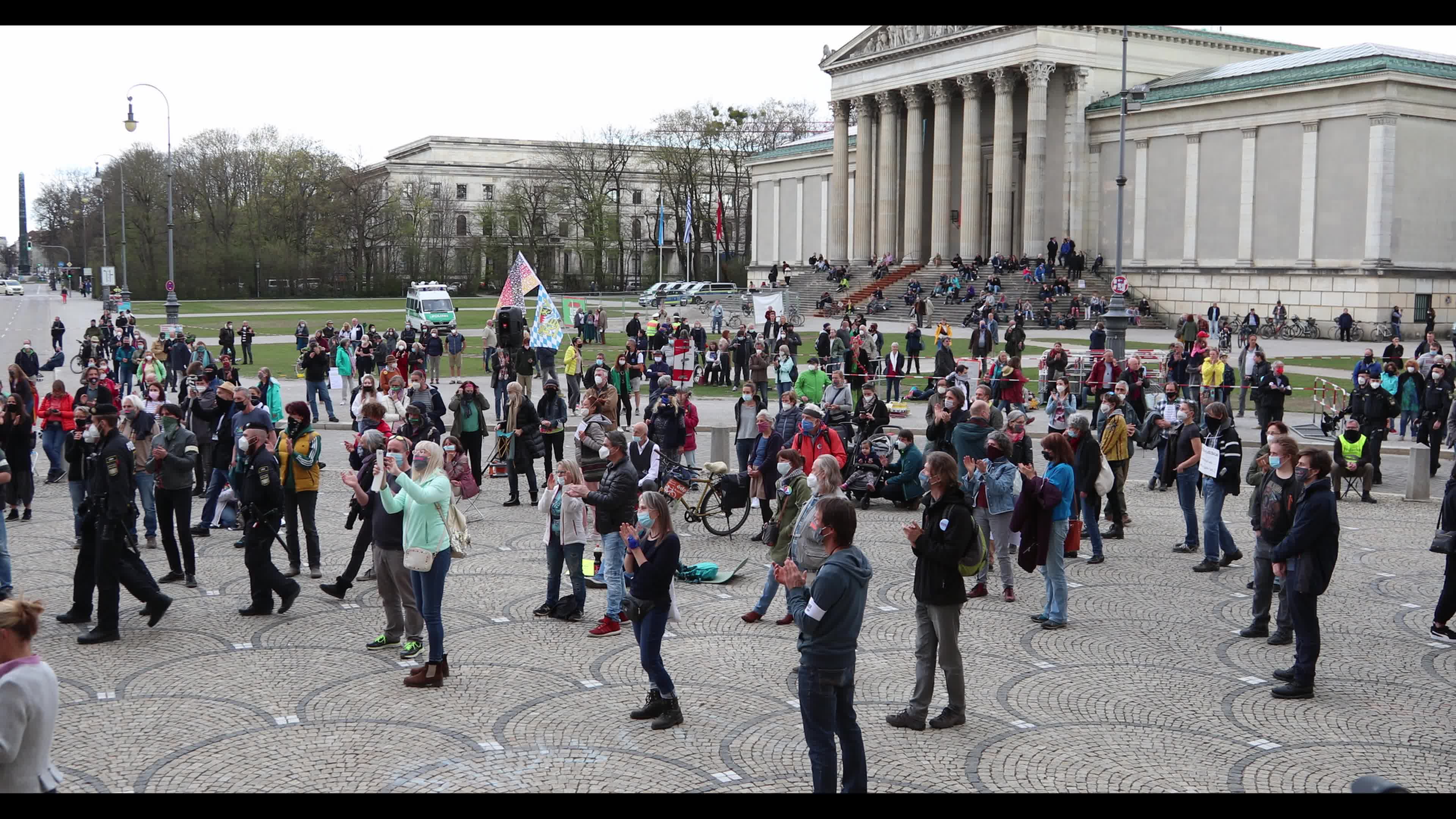 Hundreds lateral thinkers protest against the Lockdown in Munich, Germany