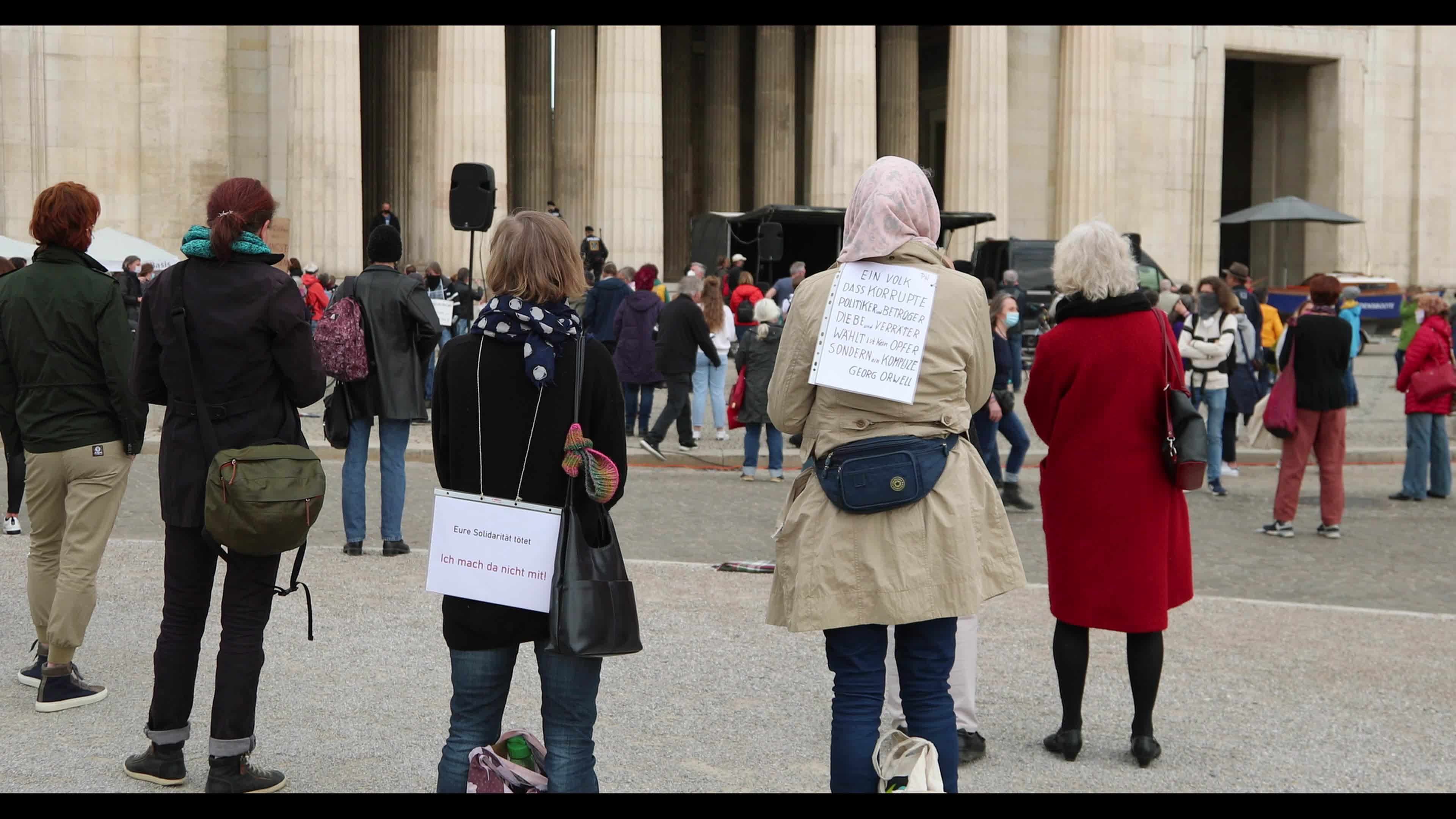 Hundreds lateral thinkers protest against the Lockdown in Munich, Germany
