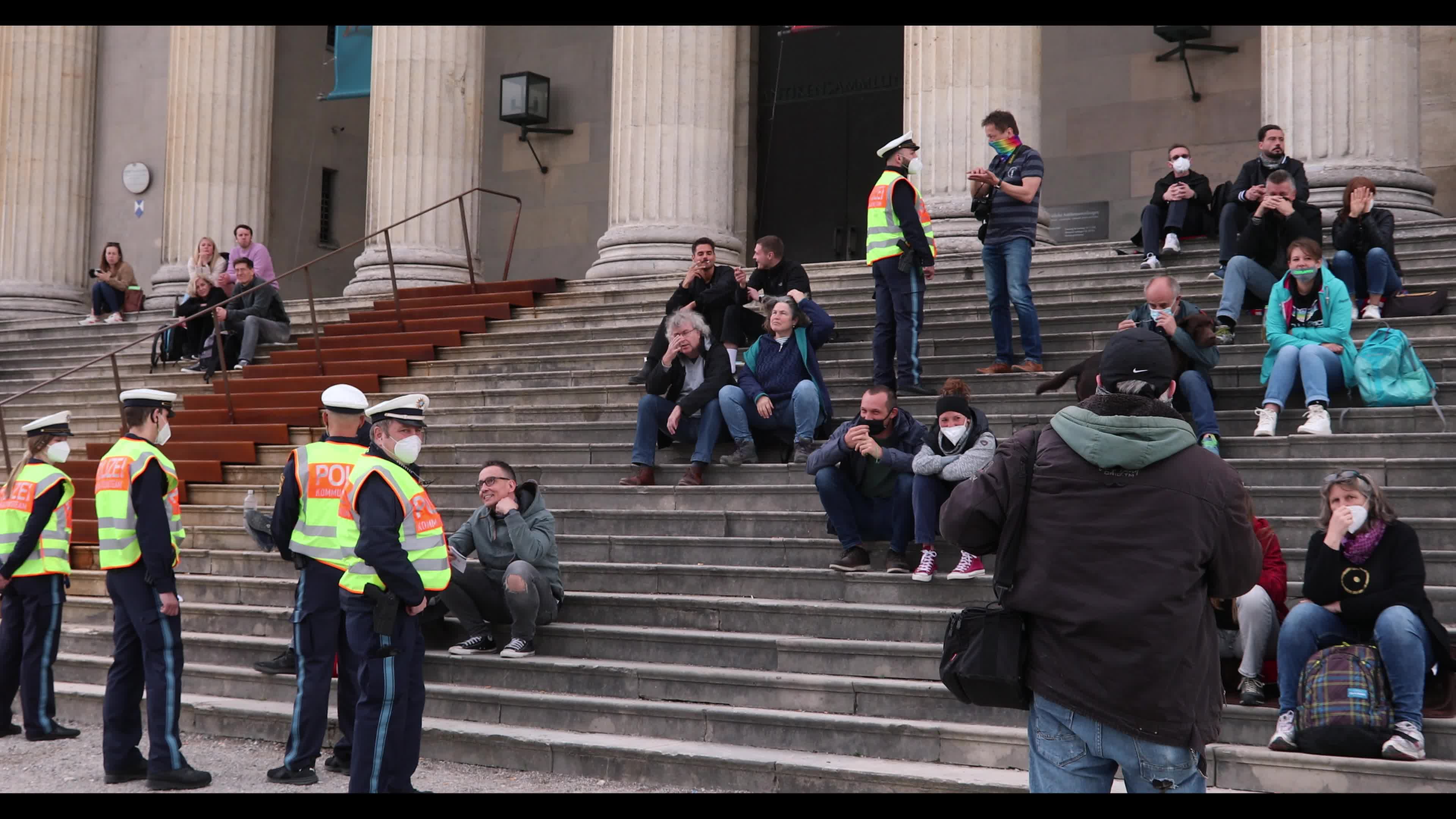 Hundreds lateral thinkers protest against the Lockdown in Munich, Germany