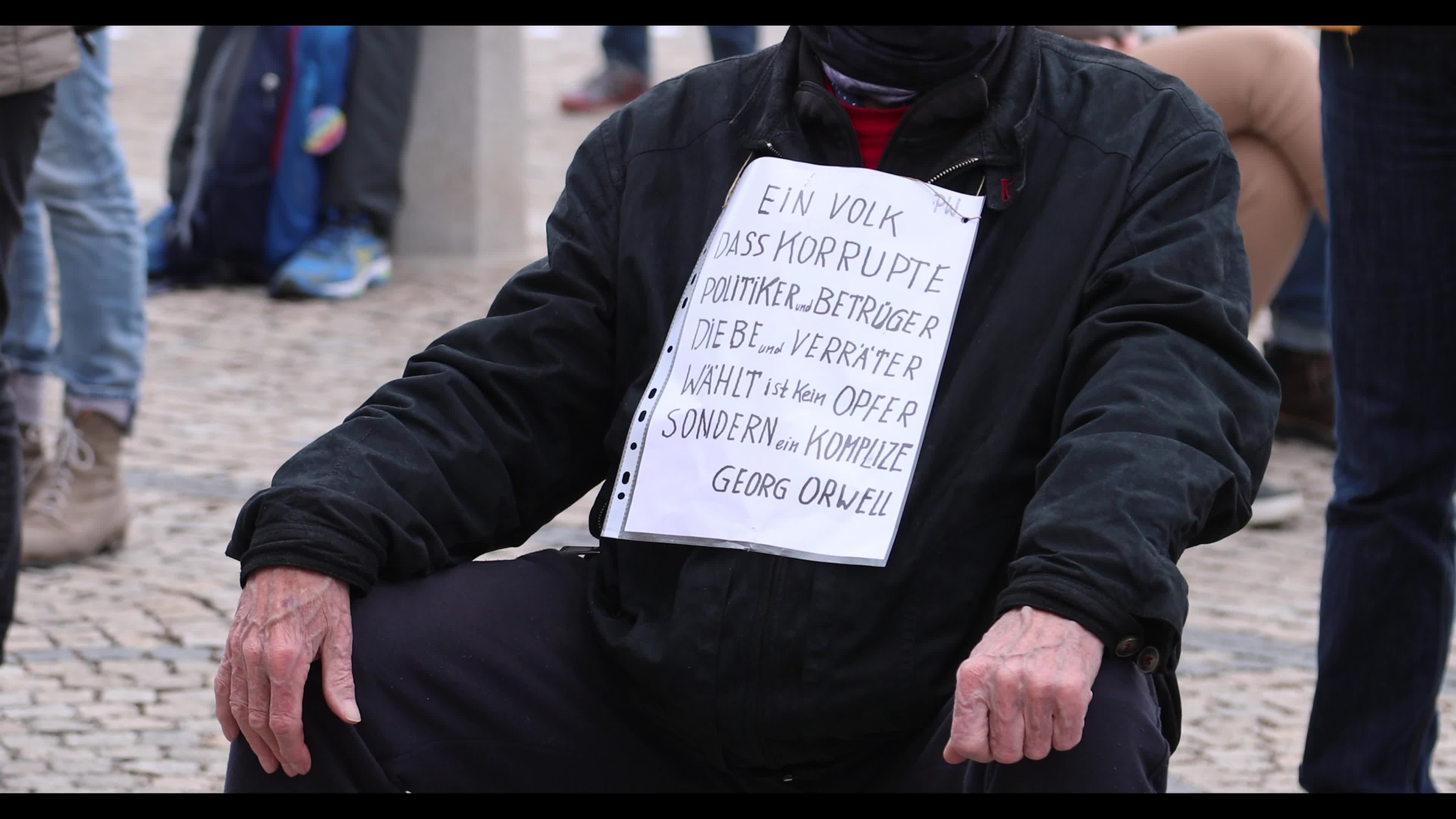 Hundreds lateral thinkers protest against the Lockdown in Munich, Germany