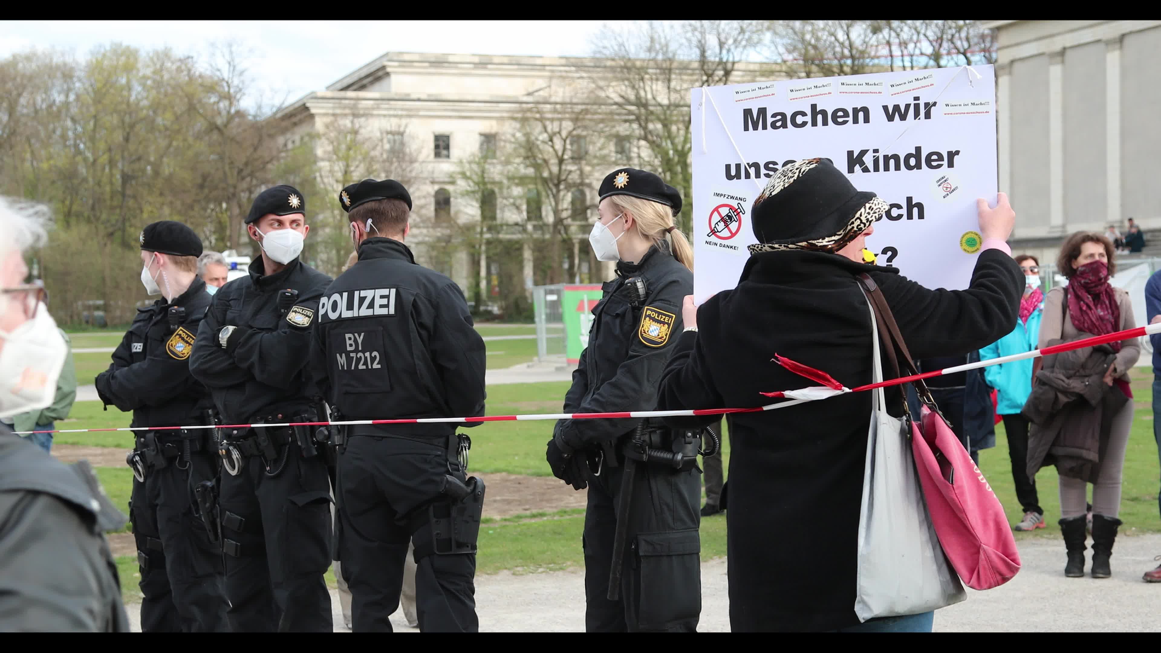 Hundreds lateral thinkers protest against the Lockdown in Munich, Germany