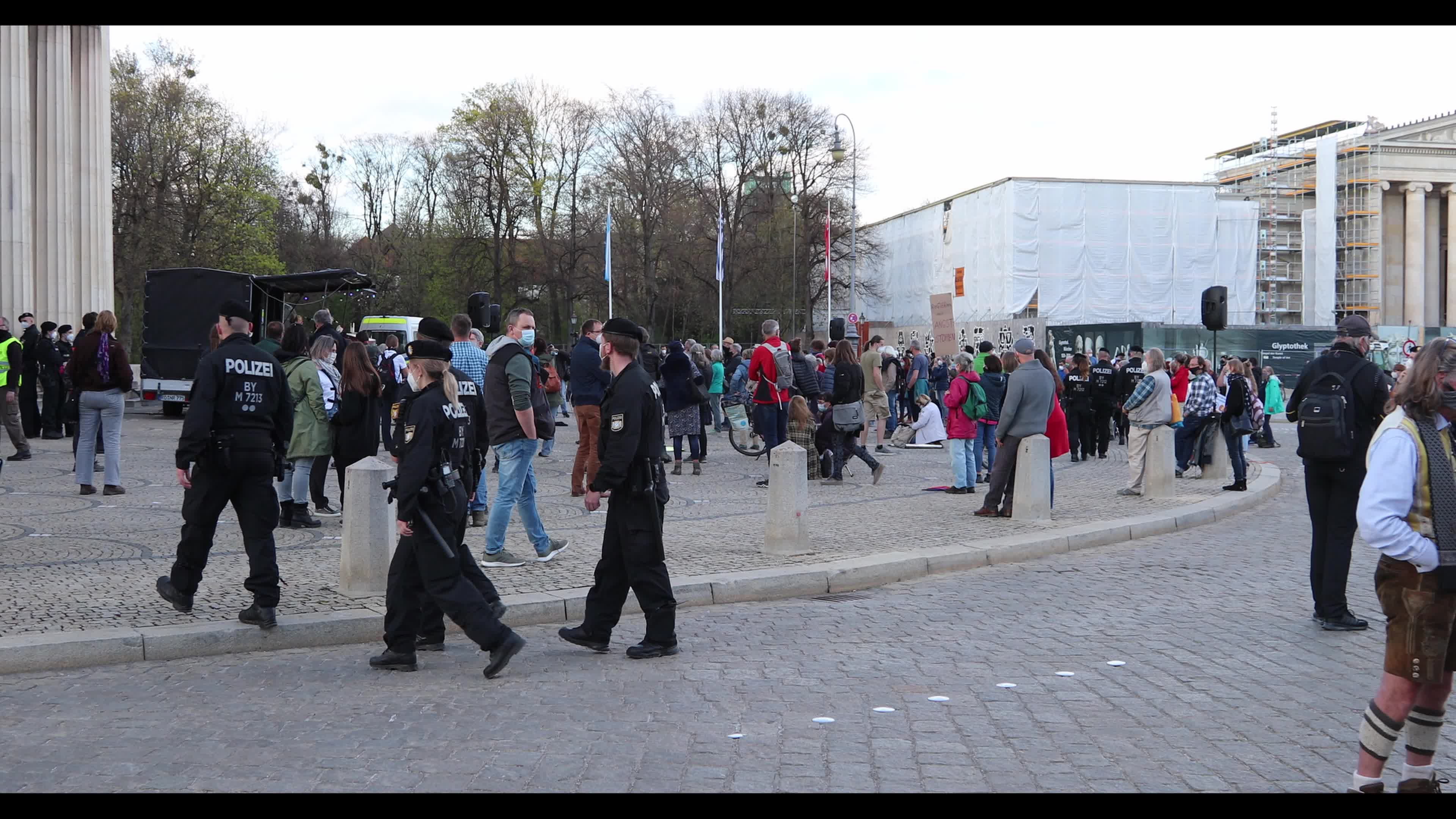 Hundreds lateral thinkers protest against the Lockdown in Munich, Germany