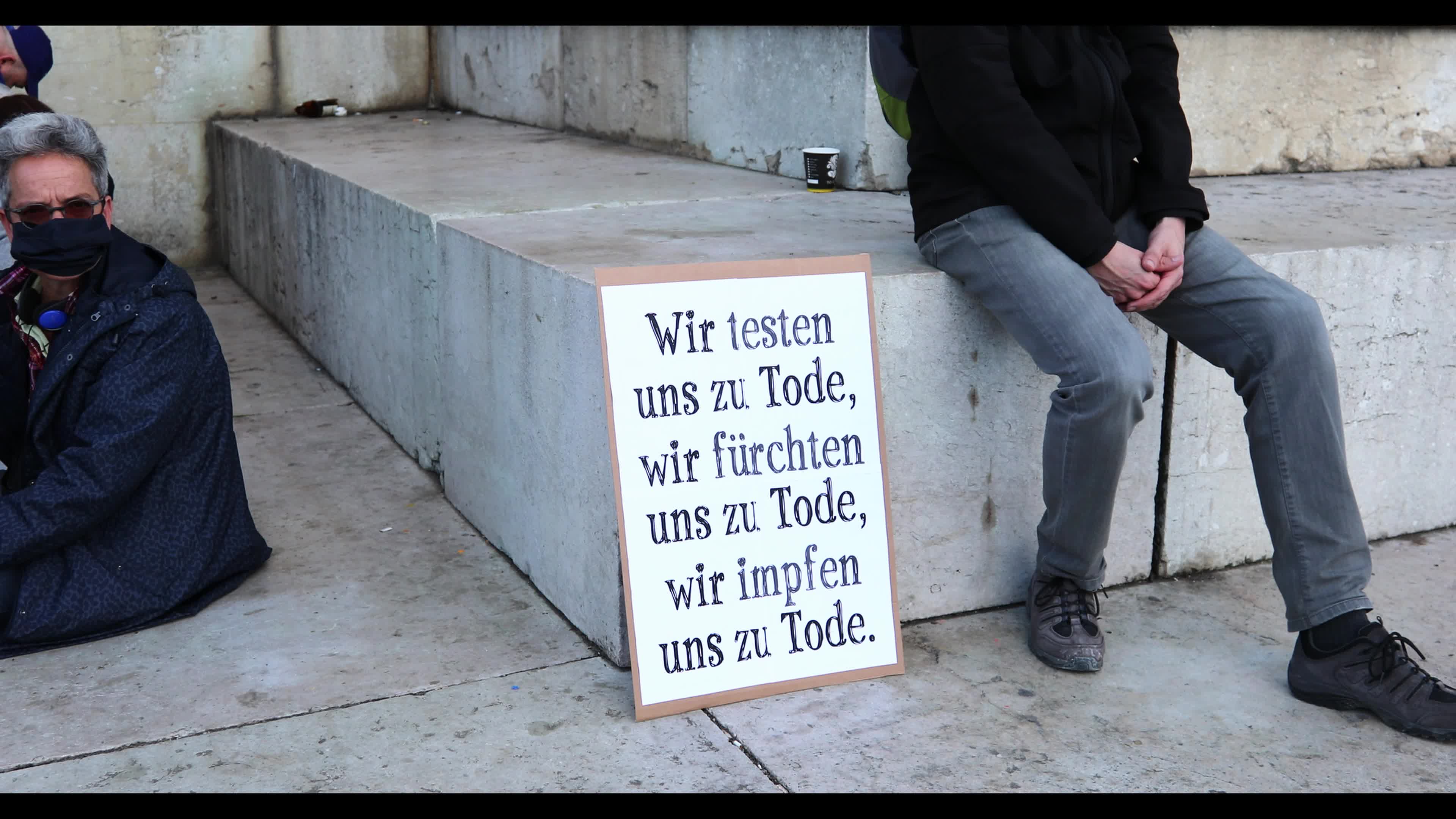 Hundreds lateral thinkers protest against the Lockdown in Munich, Germany