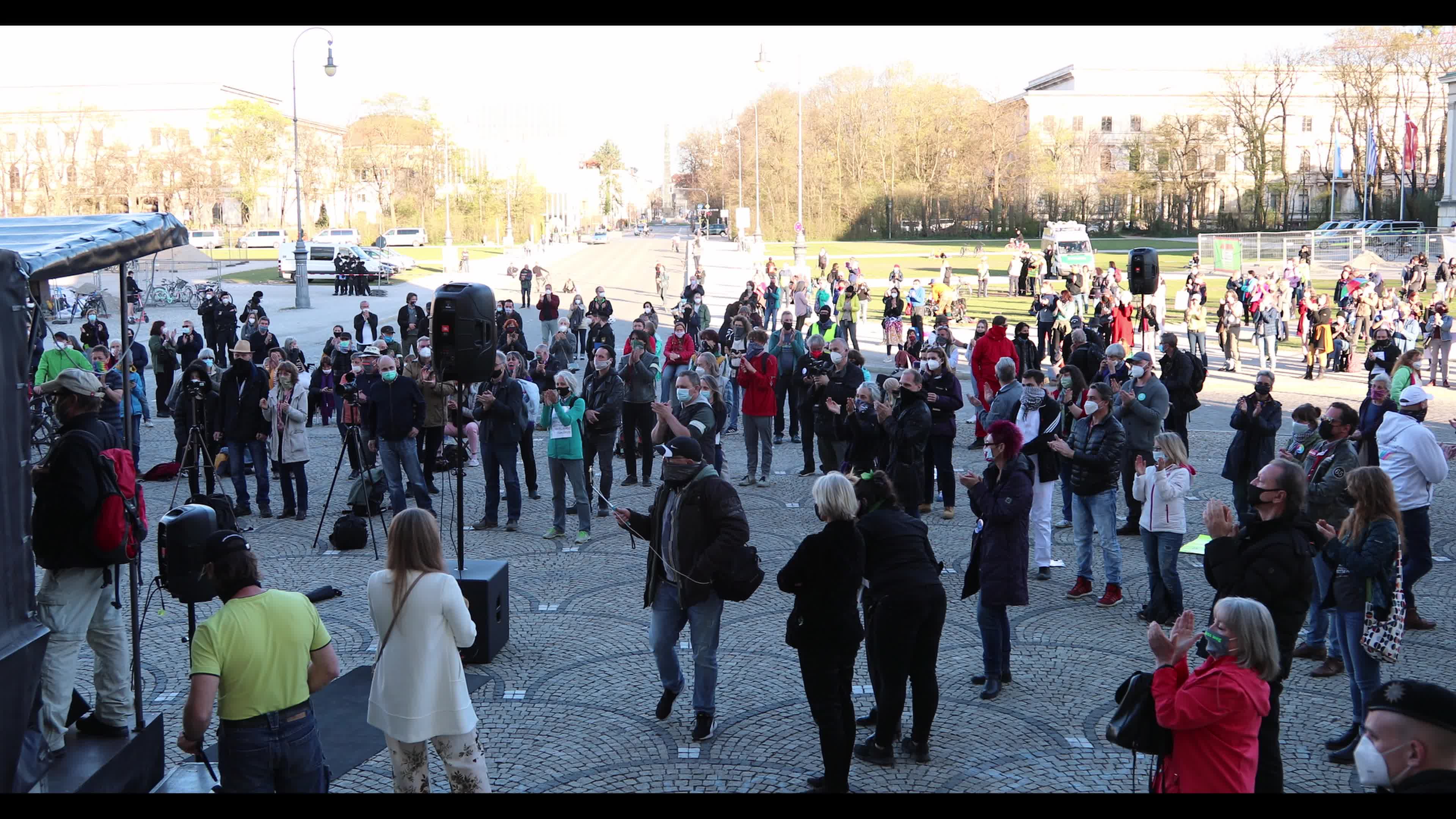 Hundreds lateral thinkers protest against the Lockdown in Munich, Germany