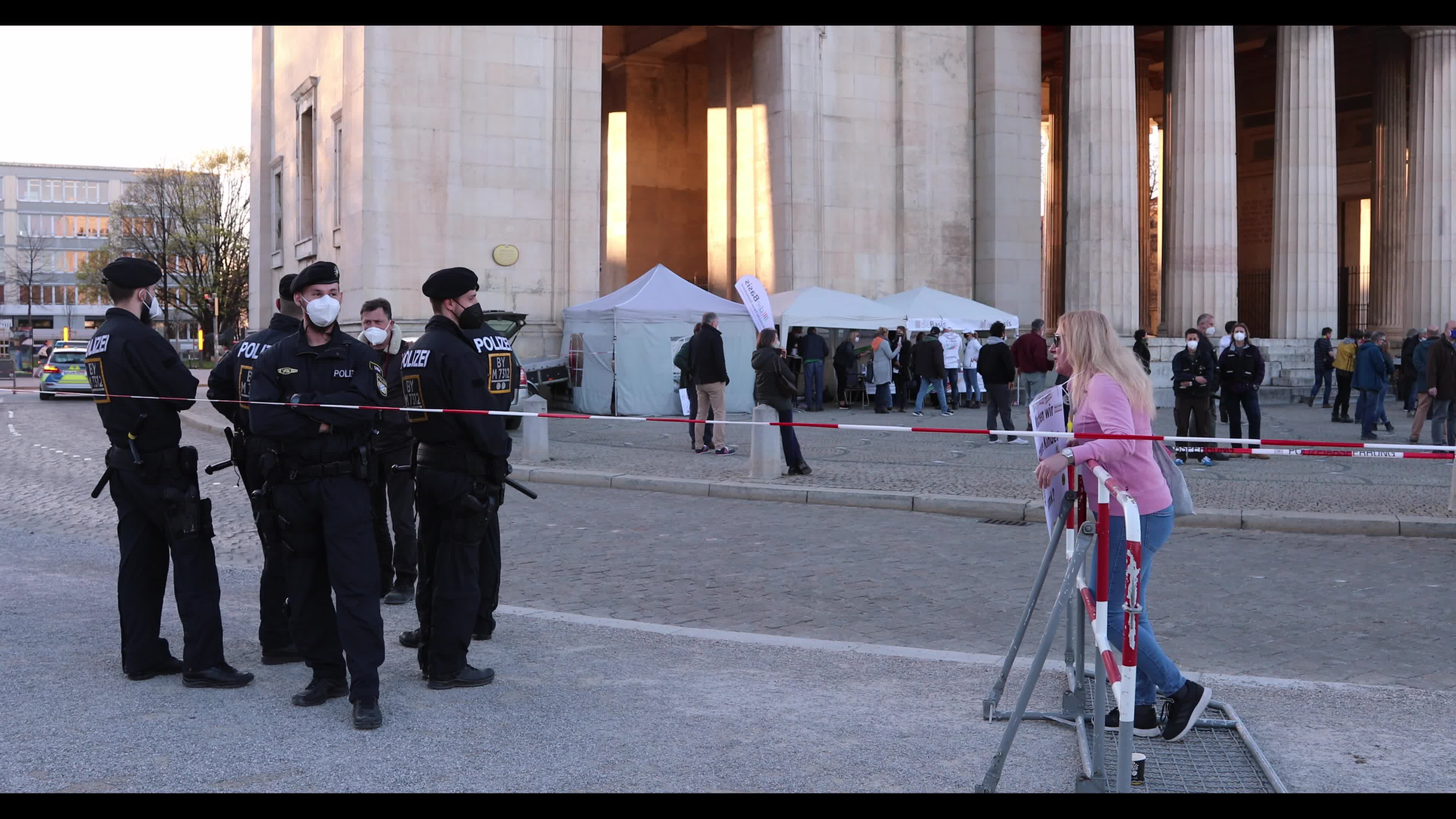 Hundreds lateral thinkers protest against the Lockdown in Munich, Germany