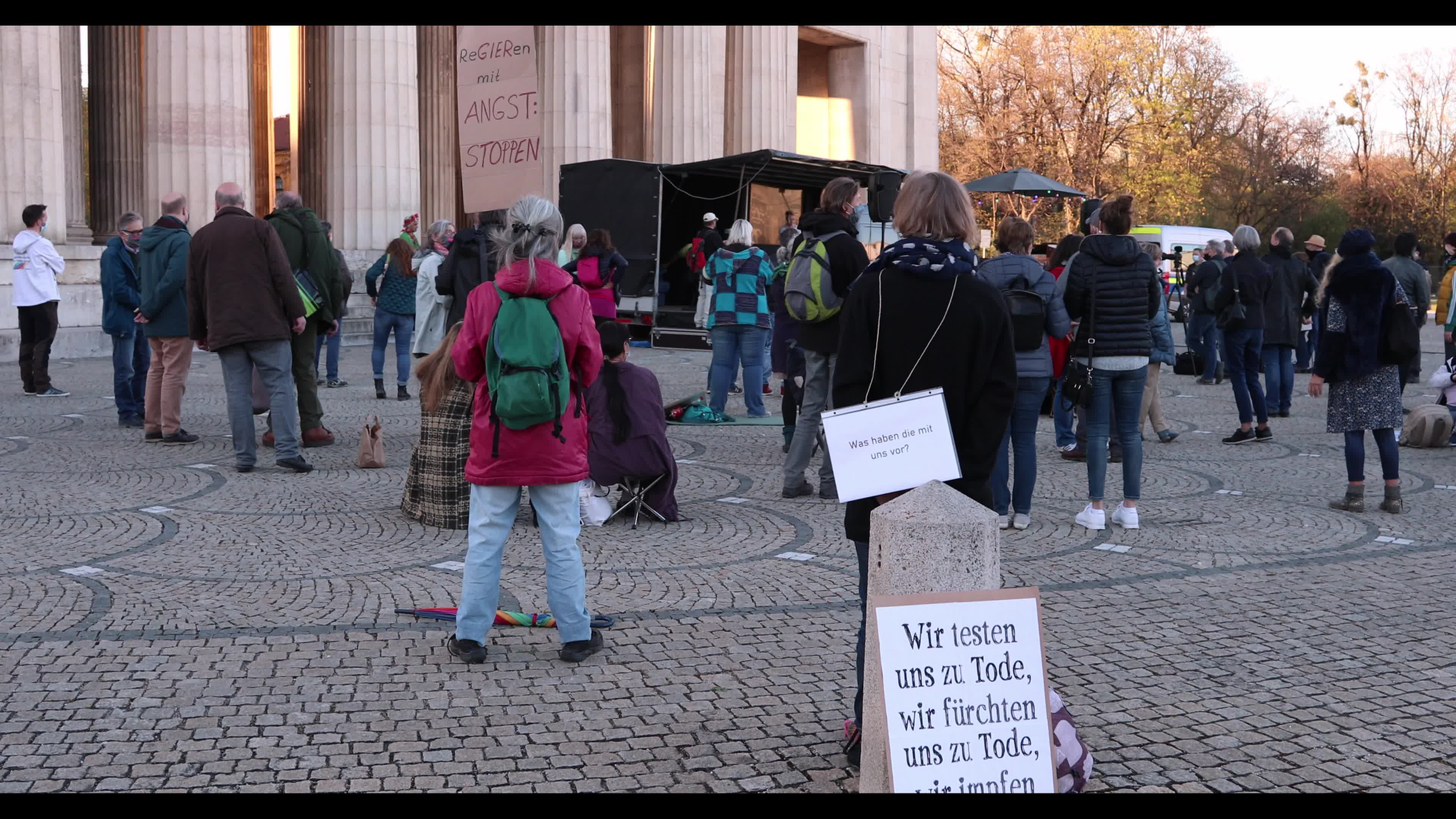 Hundreds lateral thinkers protest against the Lockdown in Munich, Germany