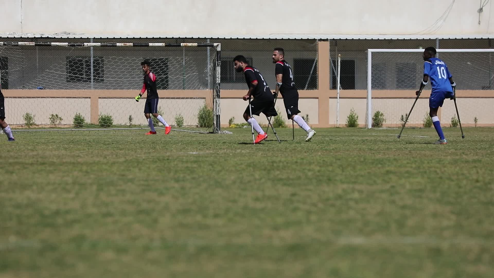 Palestinian amputees play soccer during a local championship in Gaza
