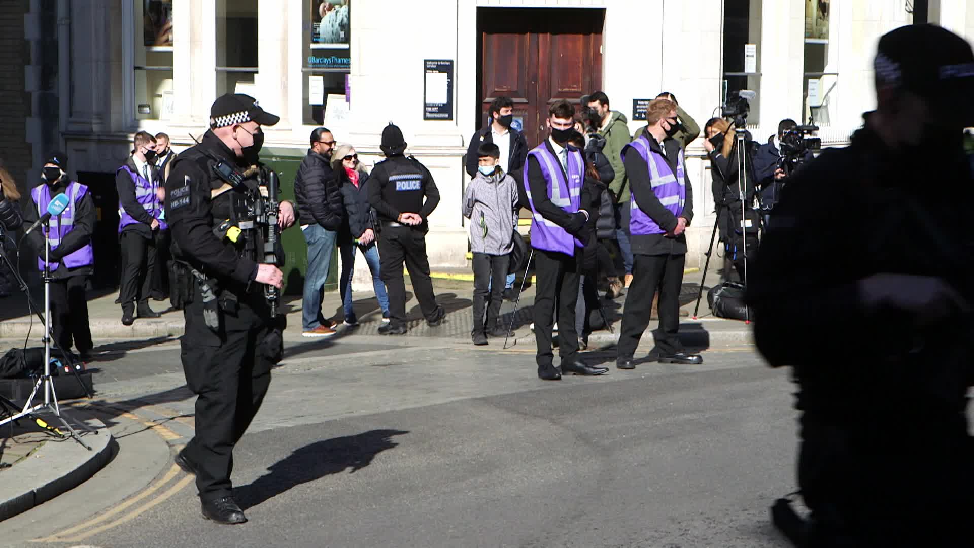 Security outside the Windsor Castle ahead the funeral of Prince Philip