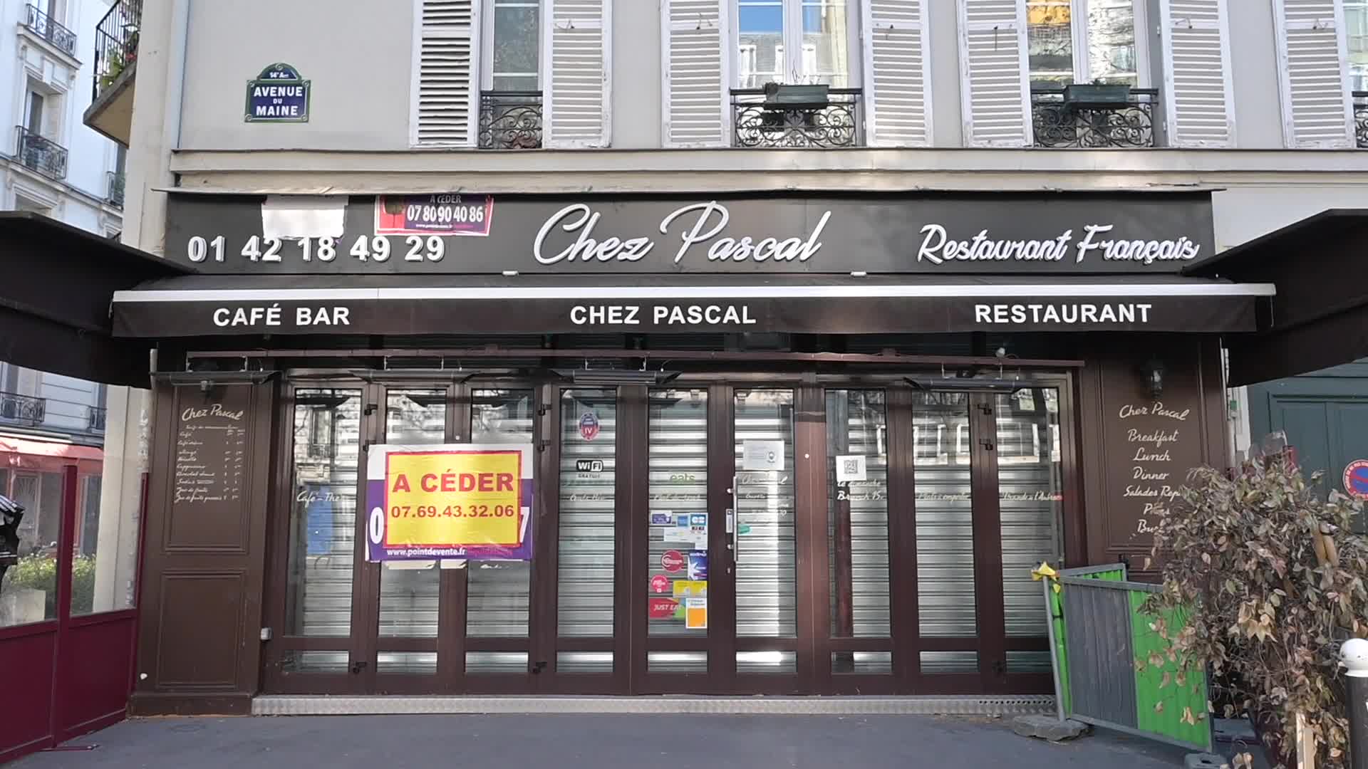 Restaurant closed in Paris amid the Covid-19 pandemic