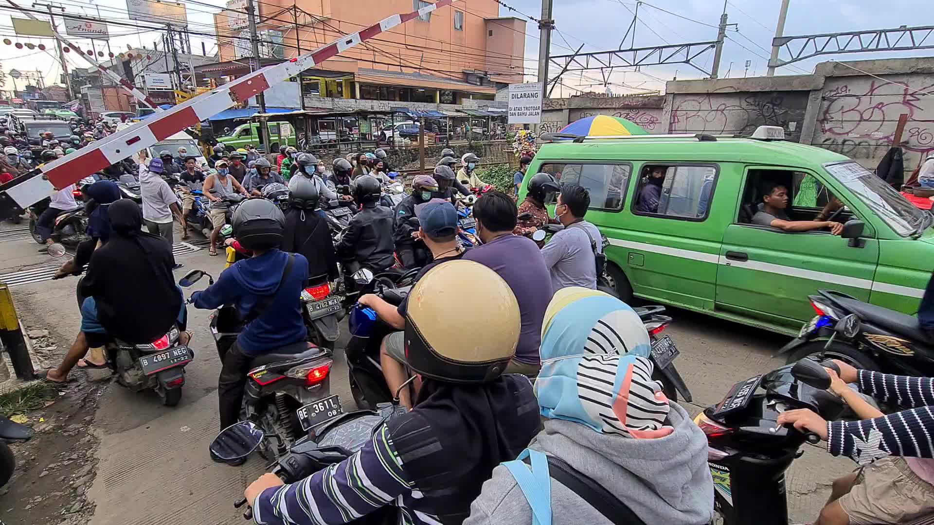 Traffic in South Tangerang, Indonesia amid the Covid-19 pandemic