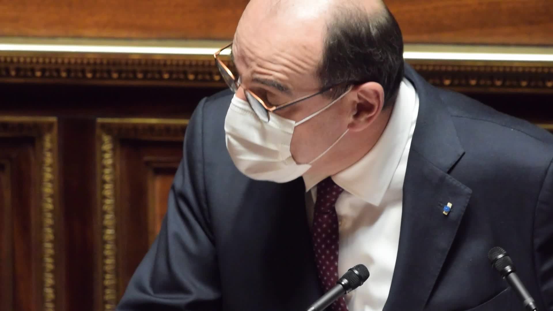 French Prime Minister Jean Castex delivers a speech at Senate