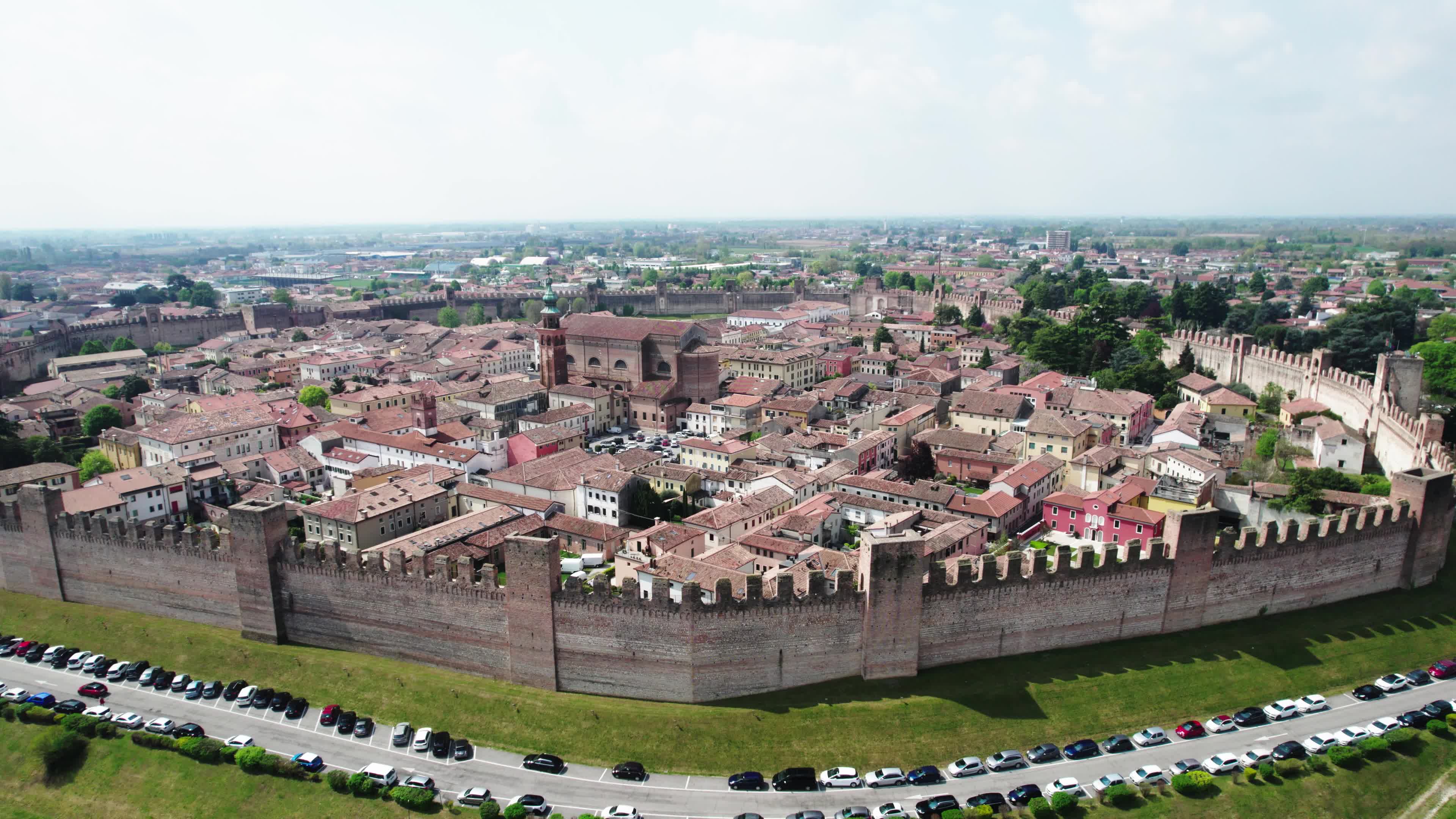 Drone view of the medieval walled city Cittadella