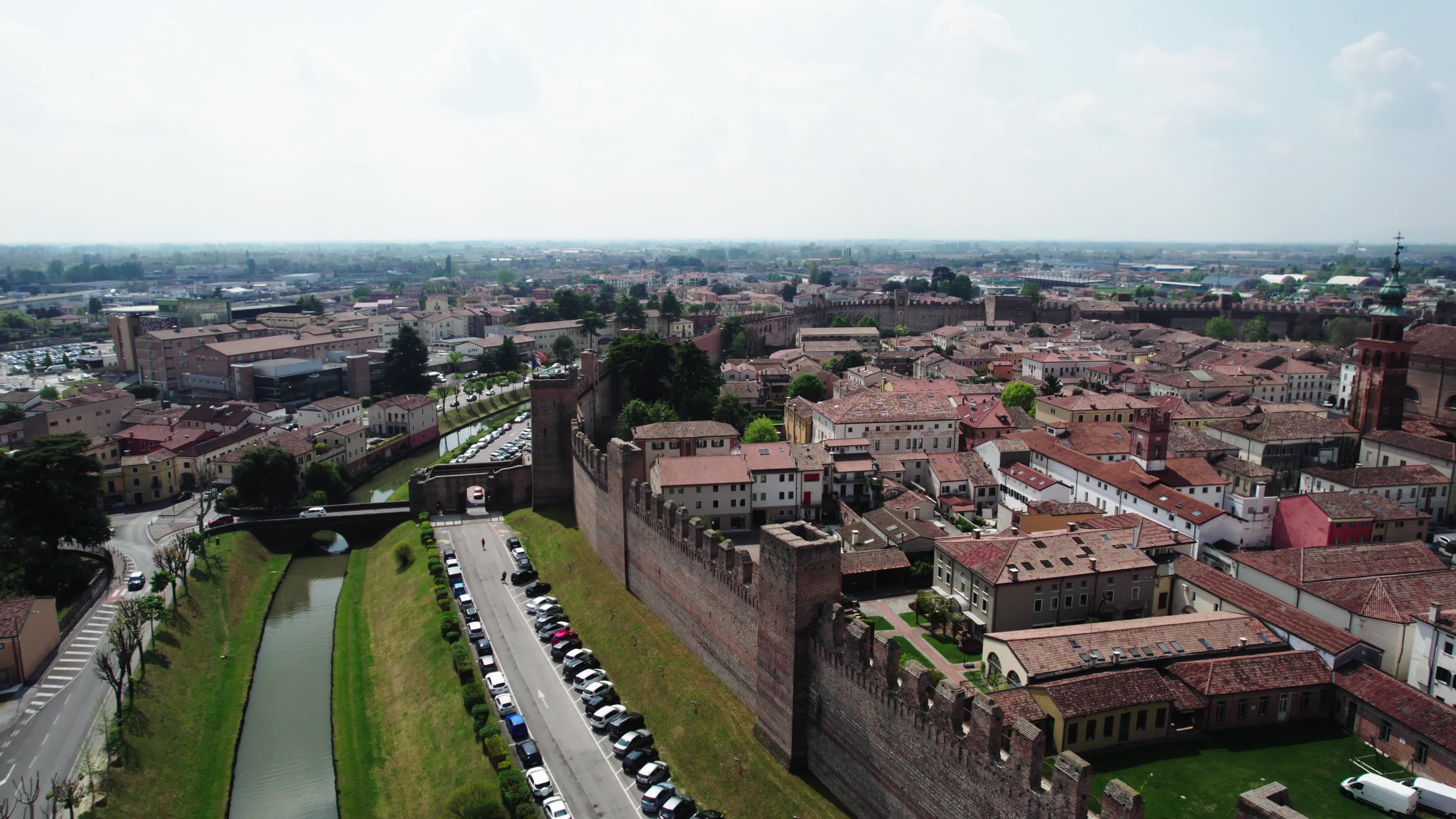 Drone view of the medieval walled city Cittadella