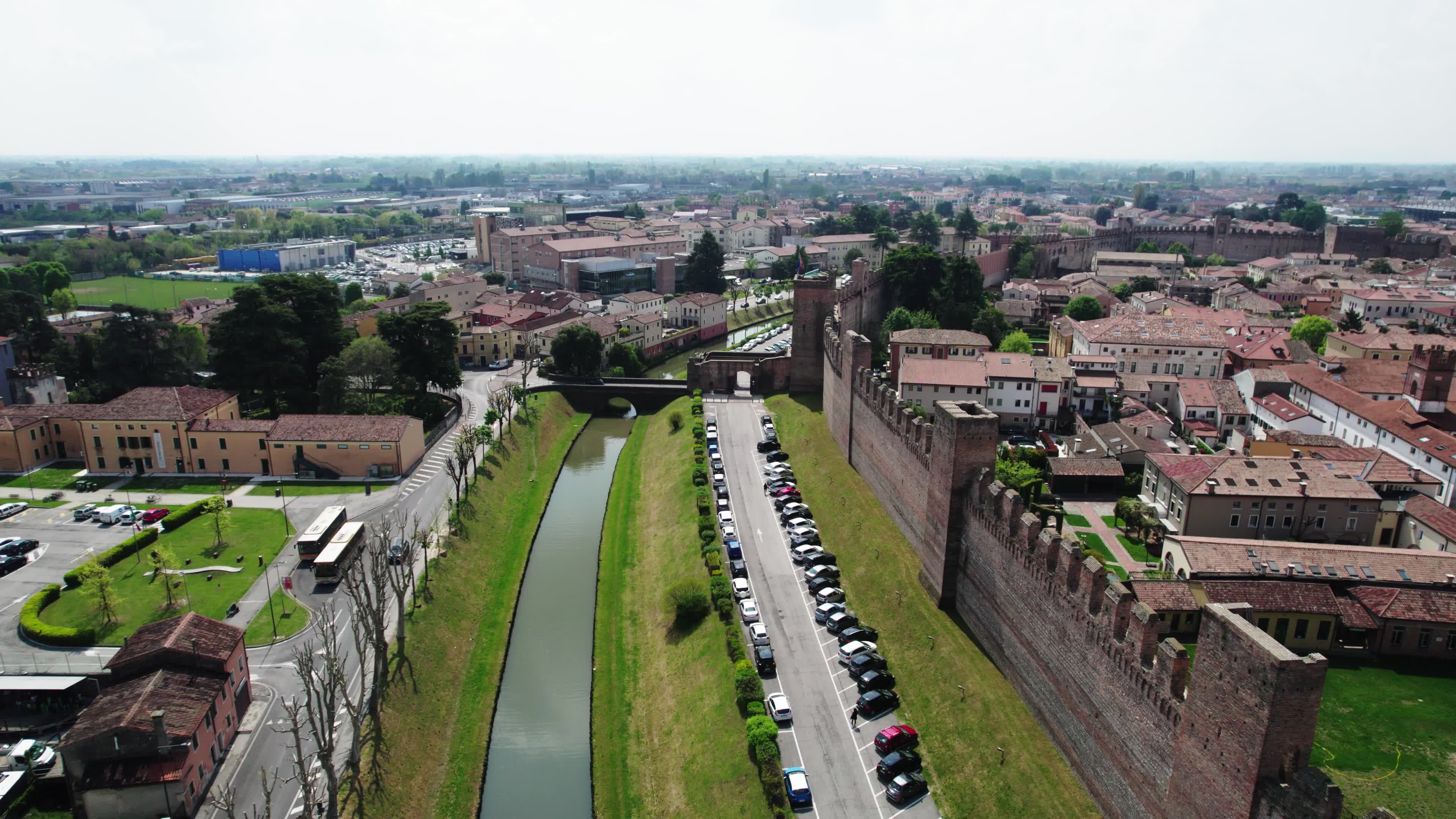 Drone view of the medieval walled city Cittadella
