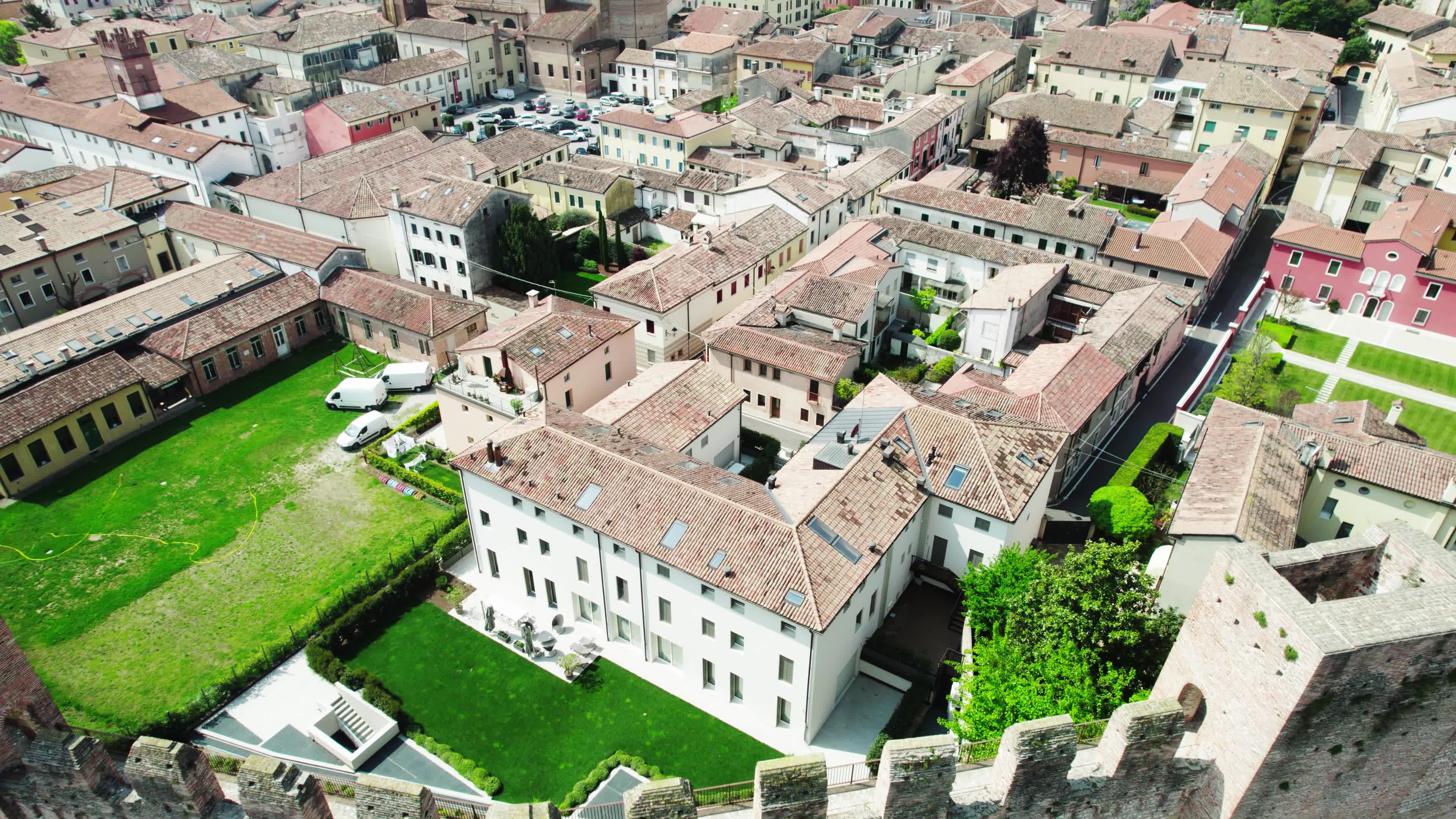 Drone view of the medieval walled city Cittadella