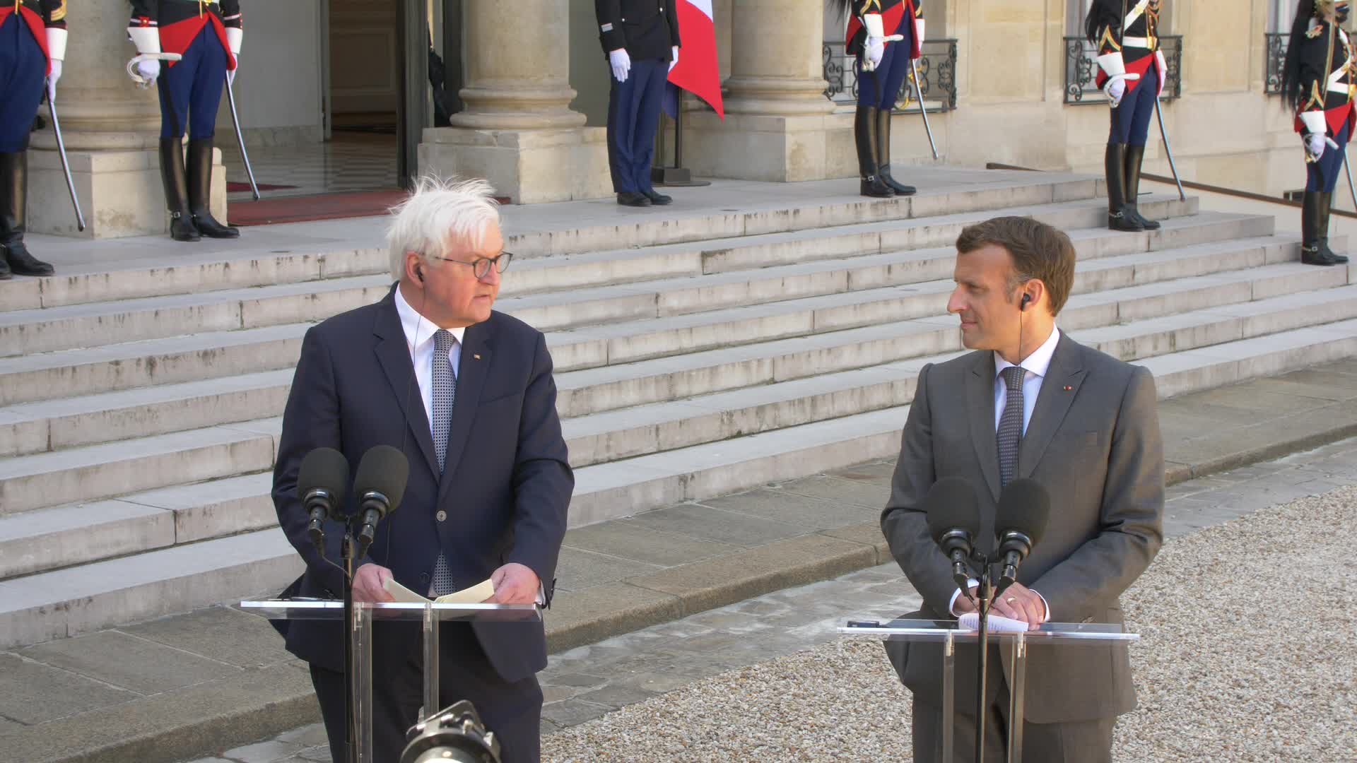 French President Macron Welcomes German Counterpart President Frank-Walter Steinmeier