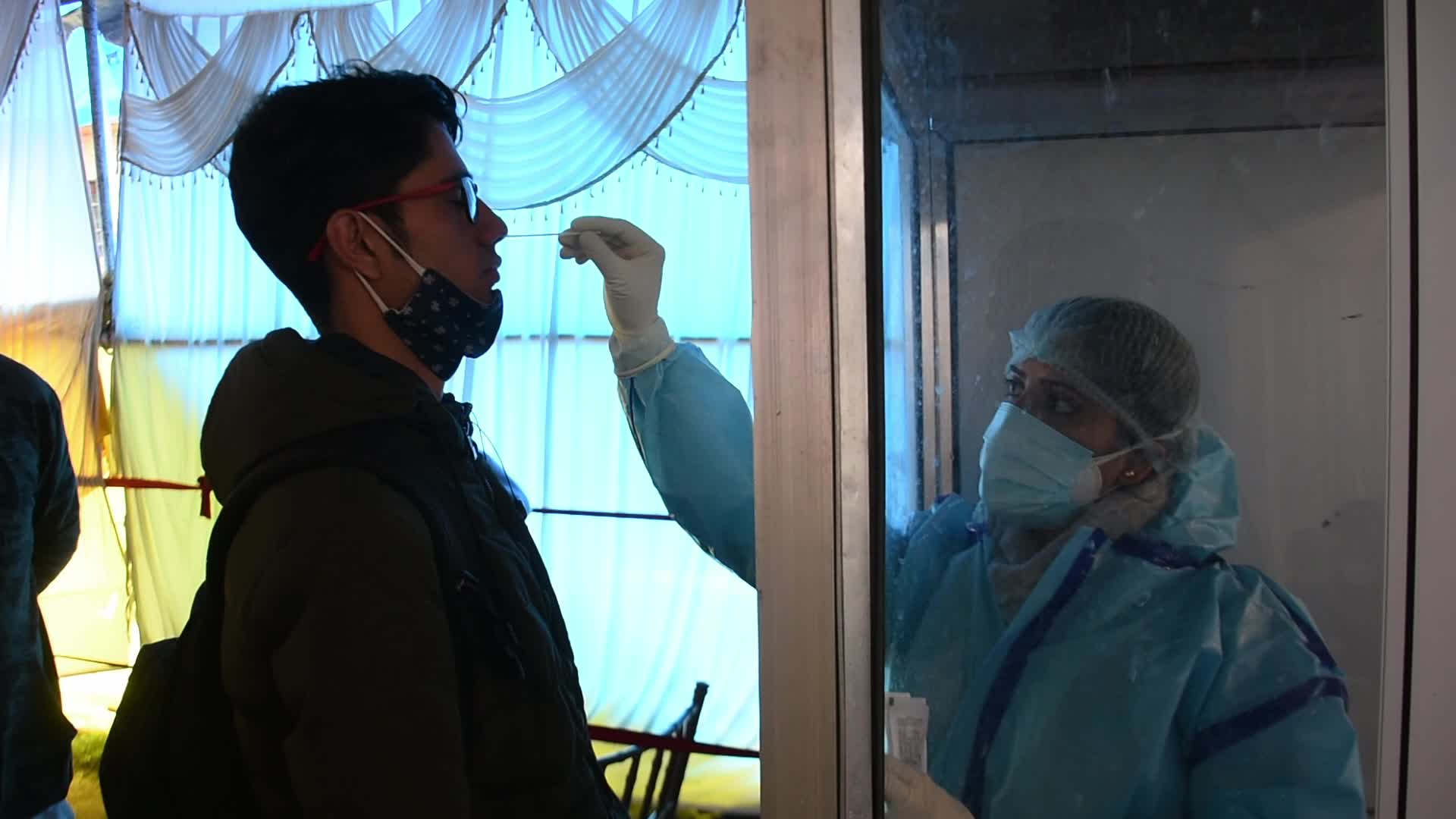 Coronavirus swab test in Srinagar, India
