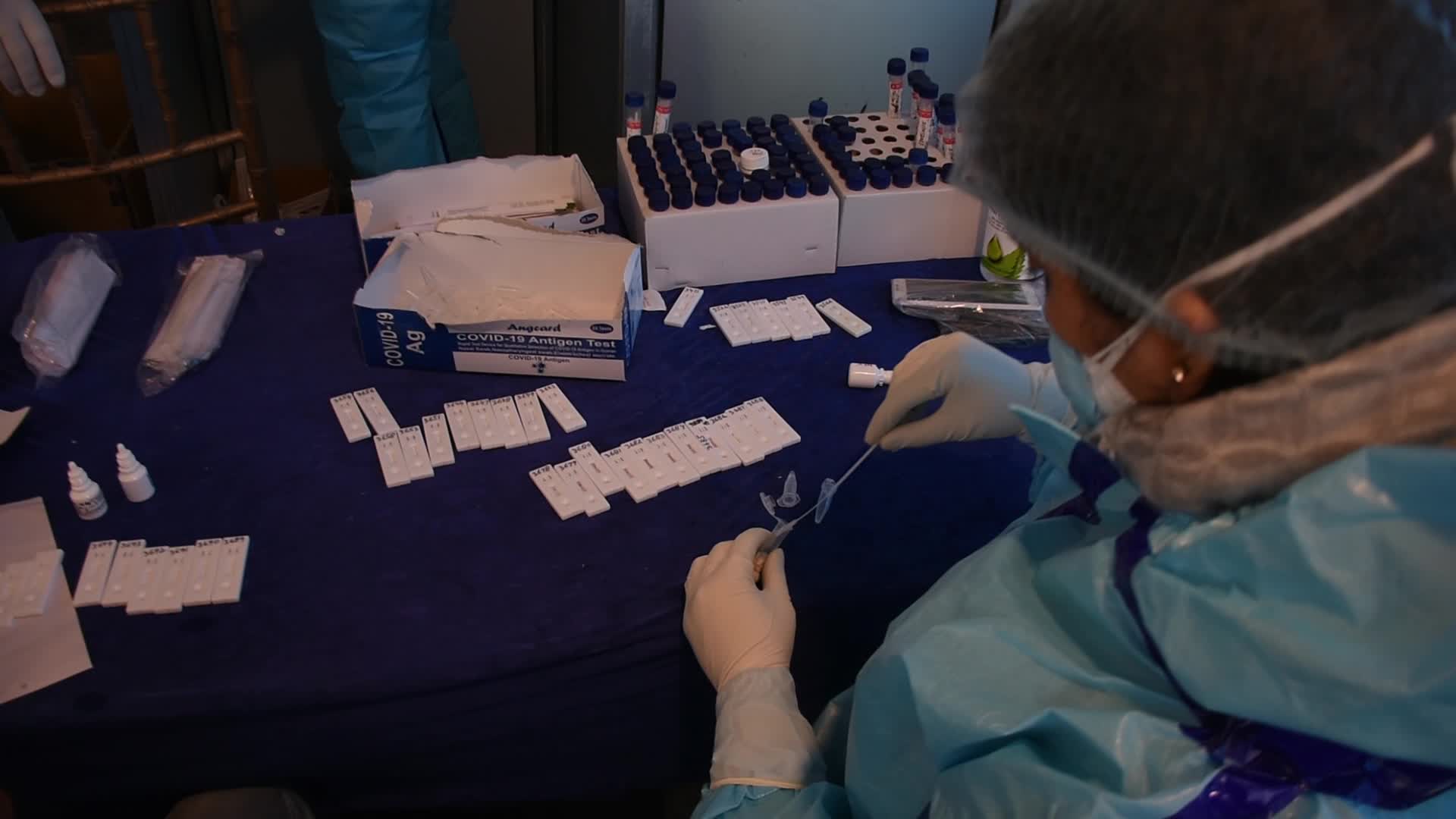 Coronavirus swab test in Srinagar, India