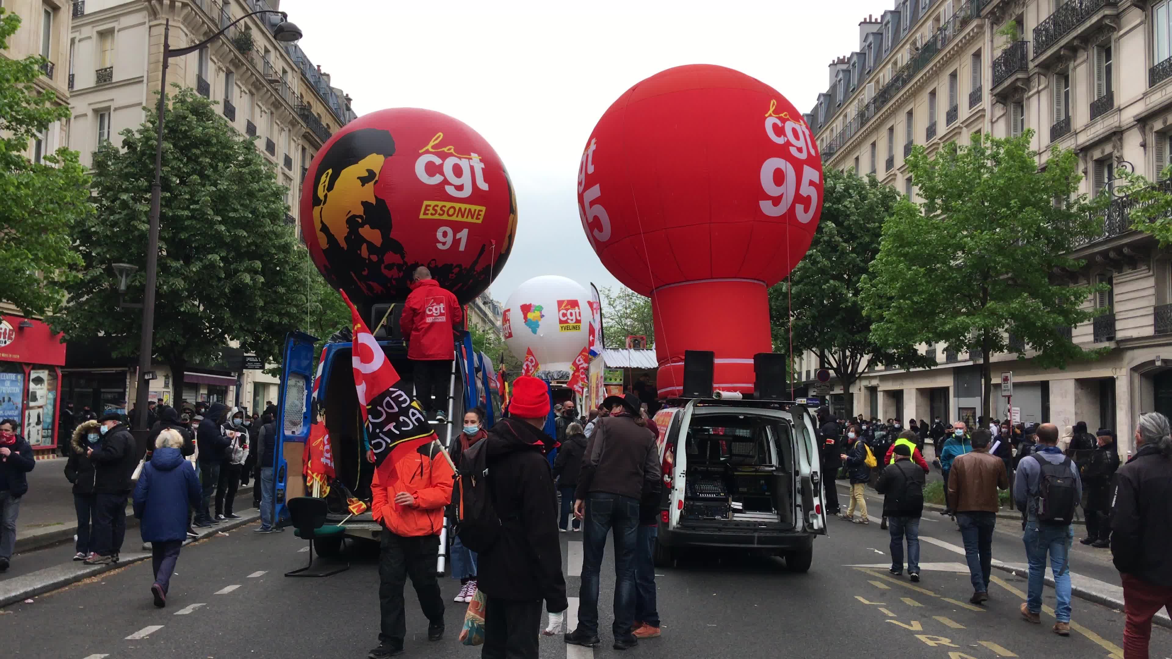 Protesters clash in Paris during the May Day