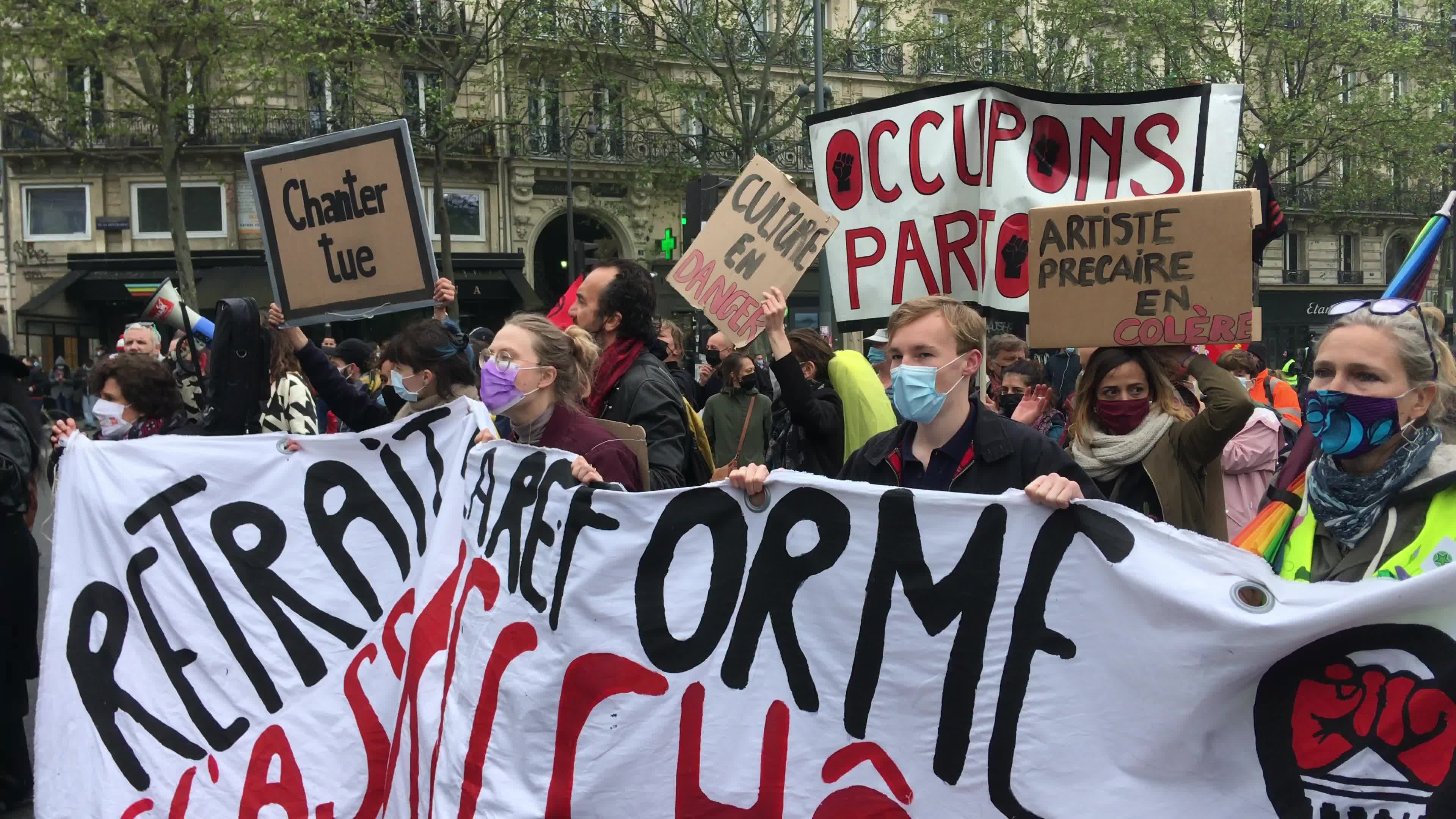 Protesters clash in Paris during the May Day