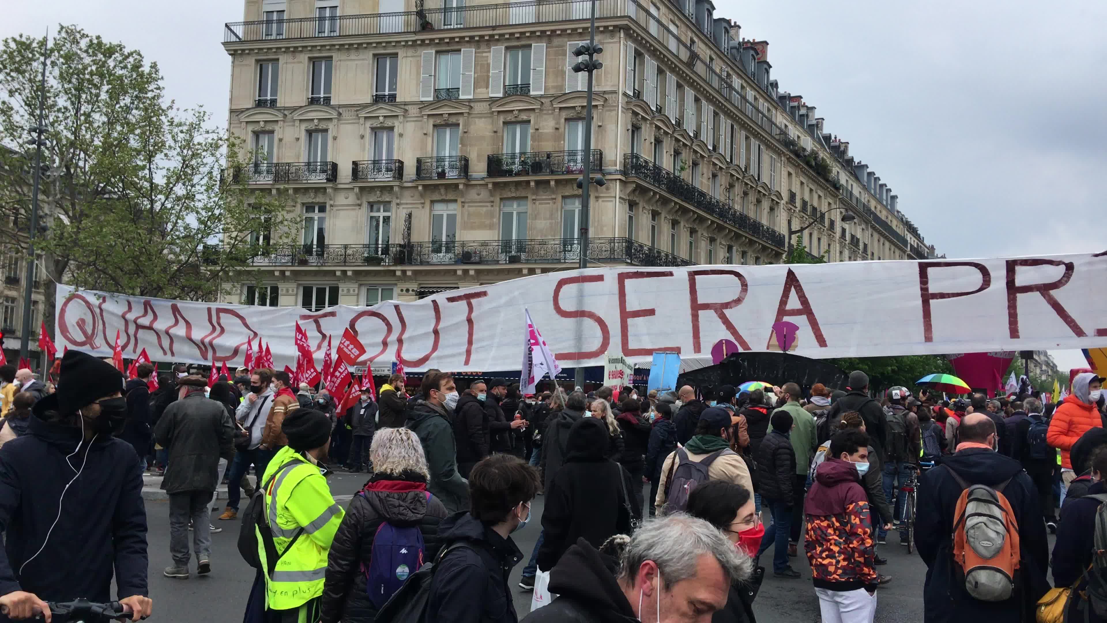 Protesters clash in Paris during the May Day