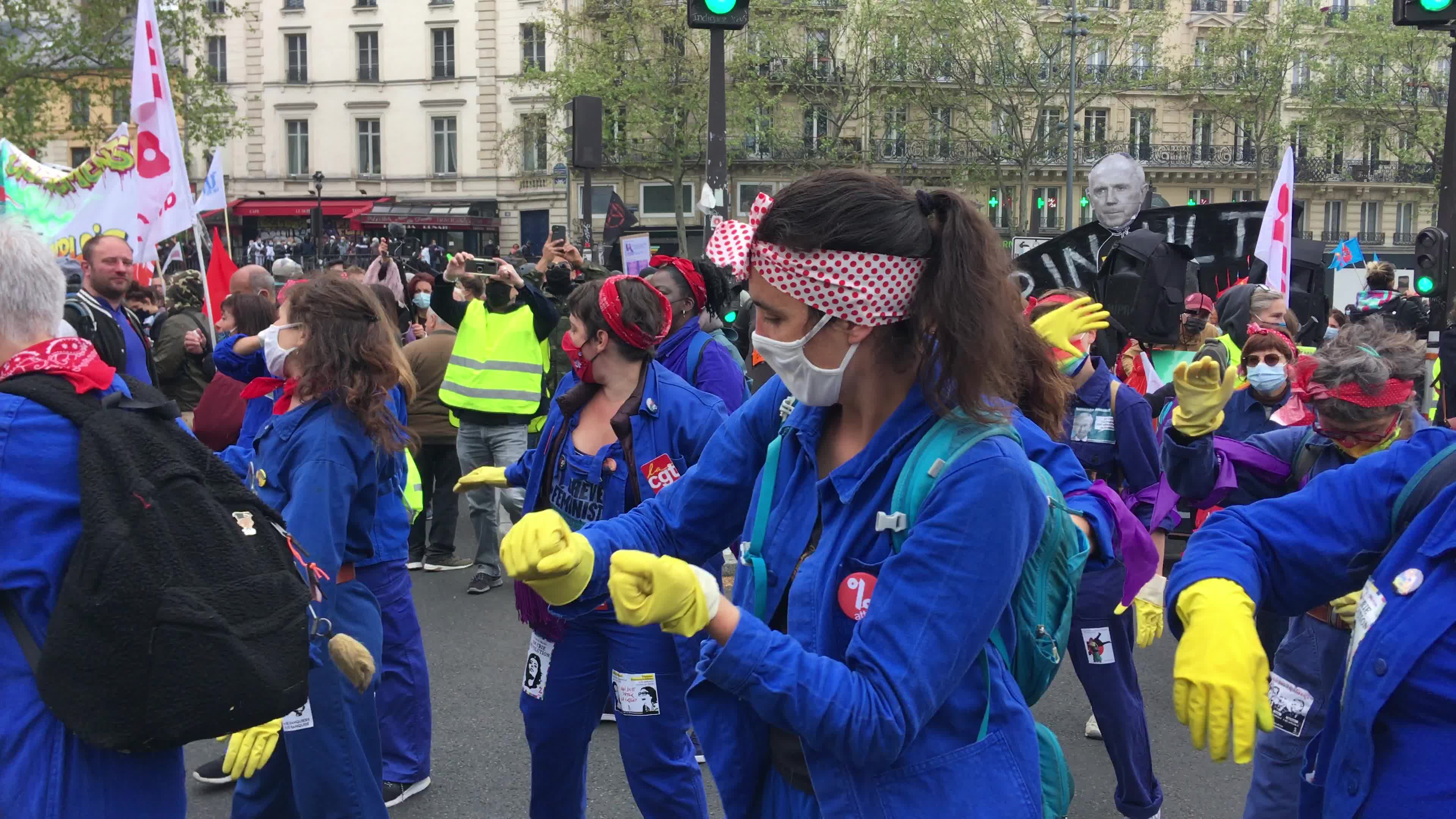 Protesters clash in Paris during the May Day
