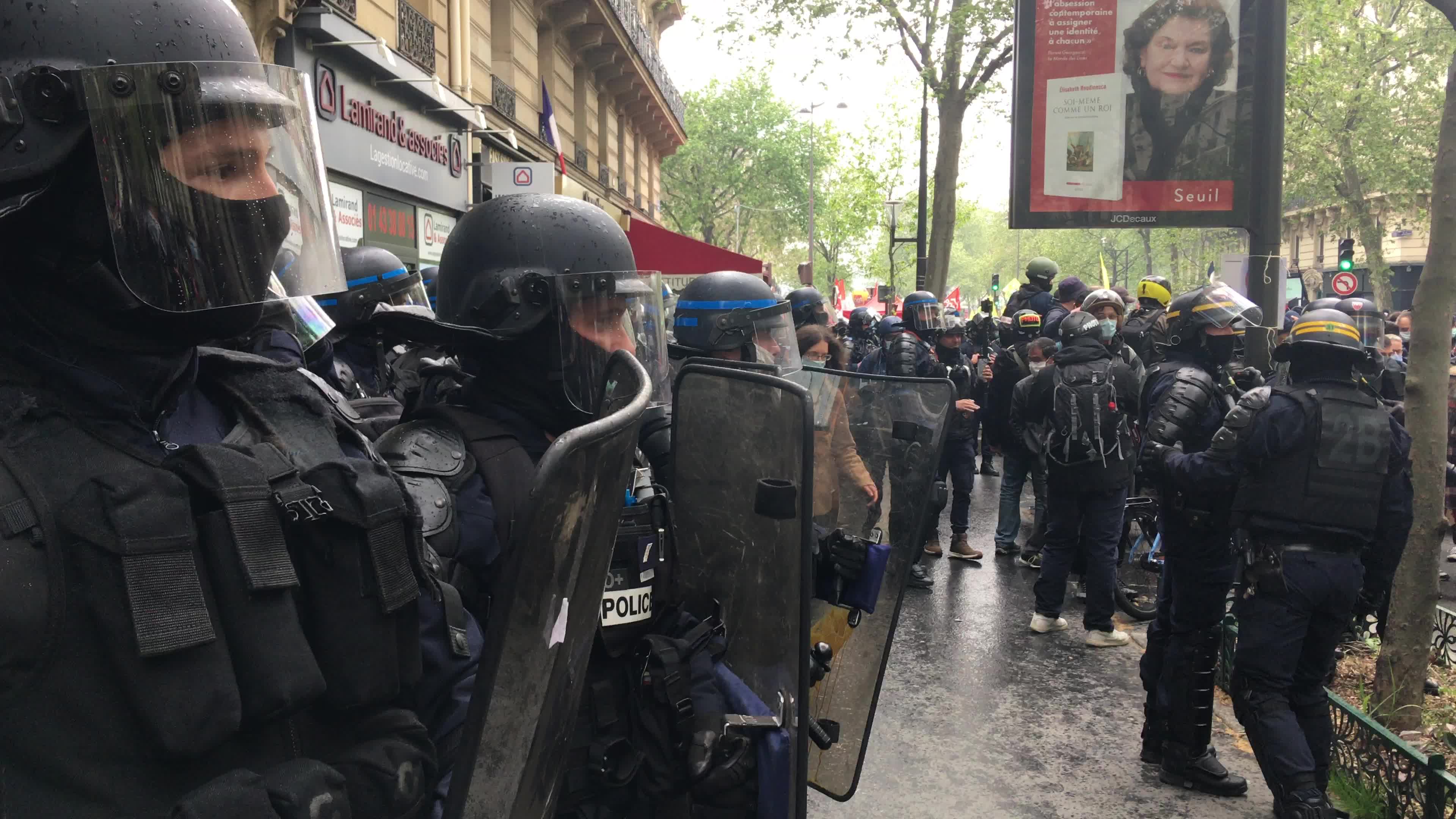 Protesters clash in Paris during the May Day