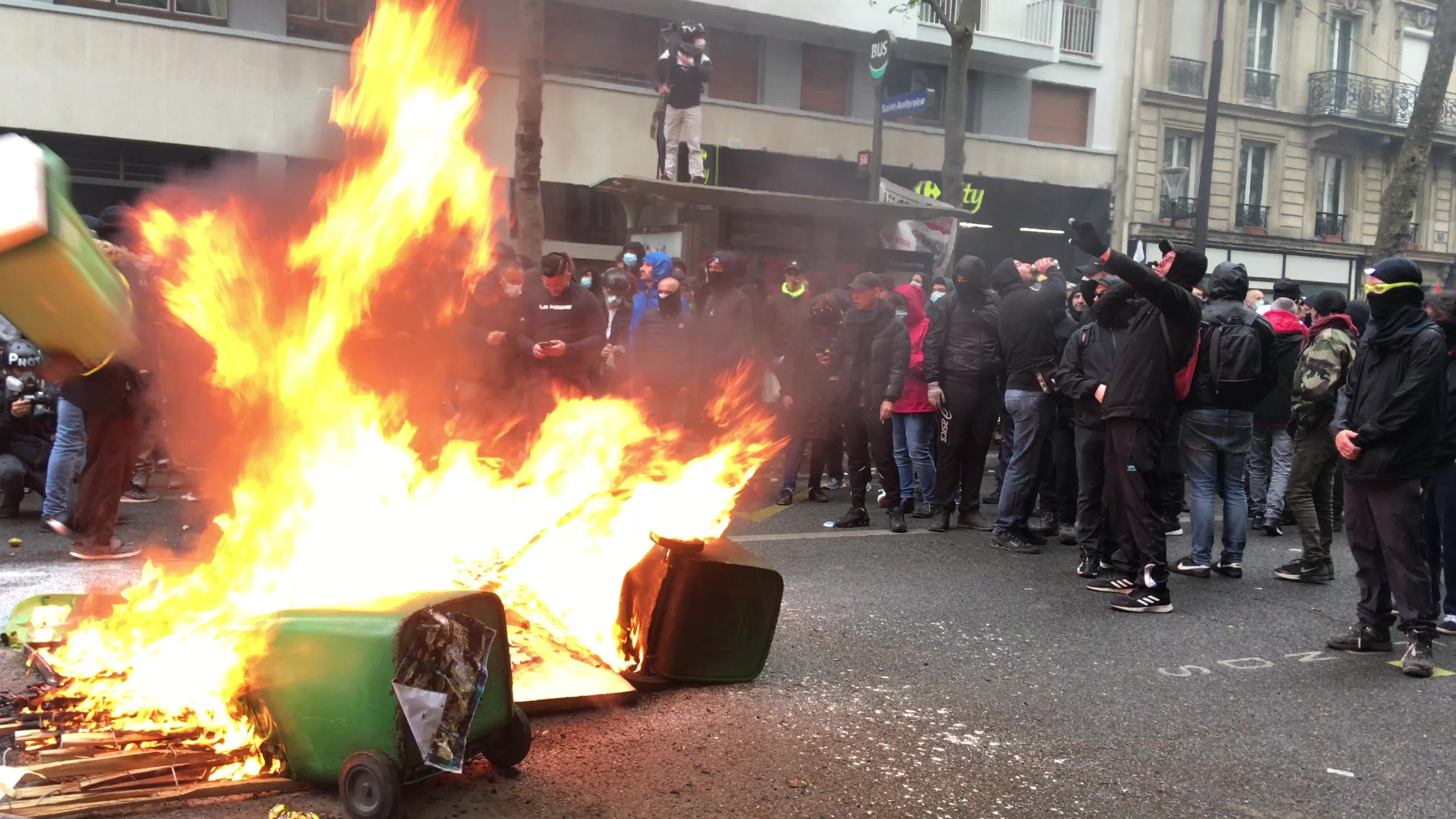 Protesters clash in Paris during the May Day