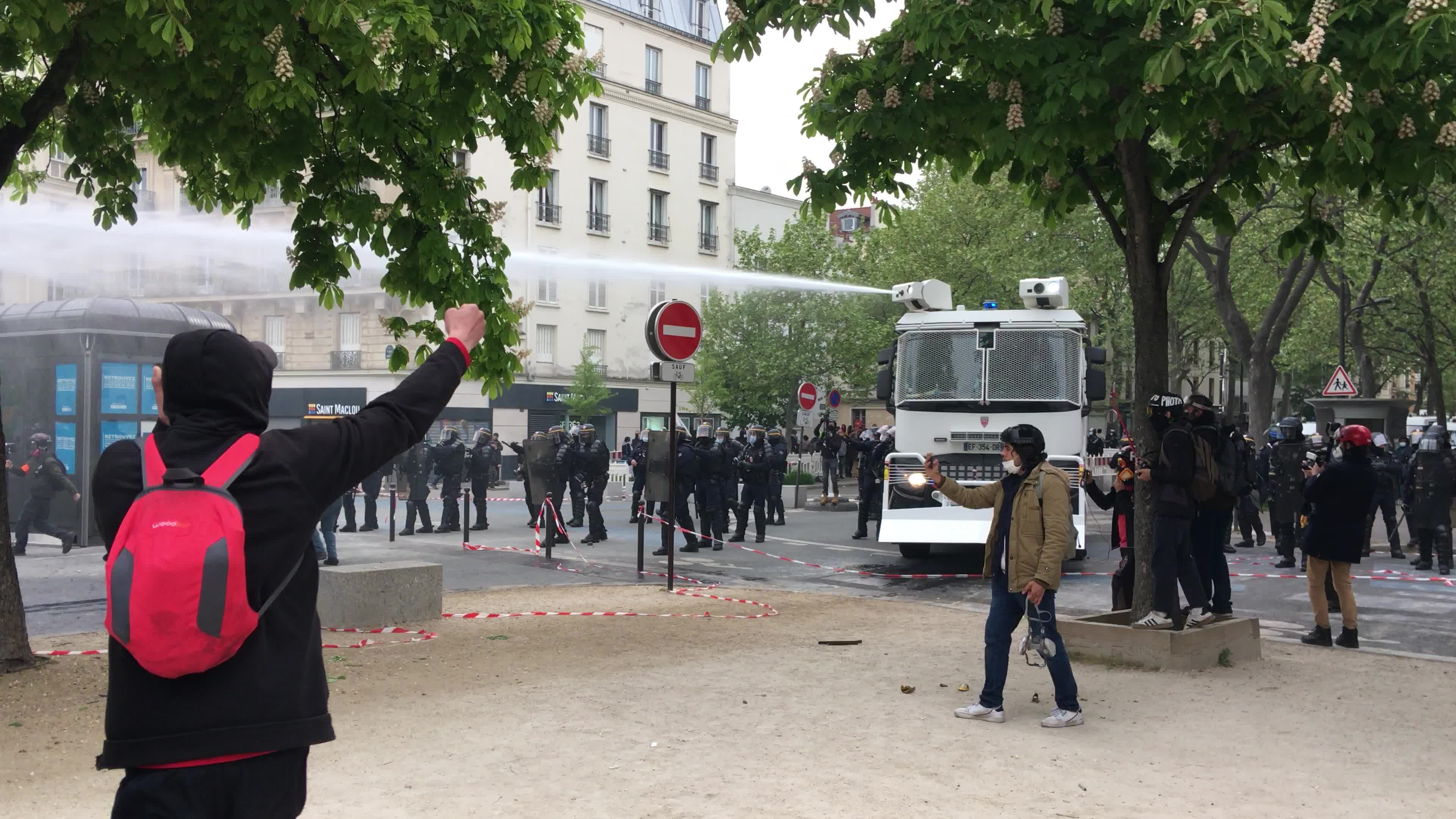 Protesters clash in Paris during the May Day