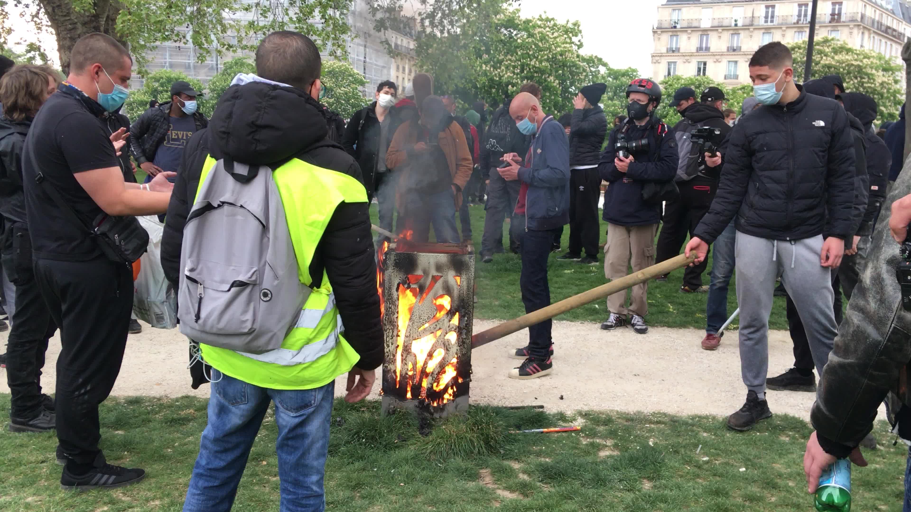 Protesters clash in Paris during the May Day