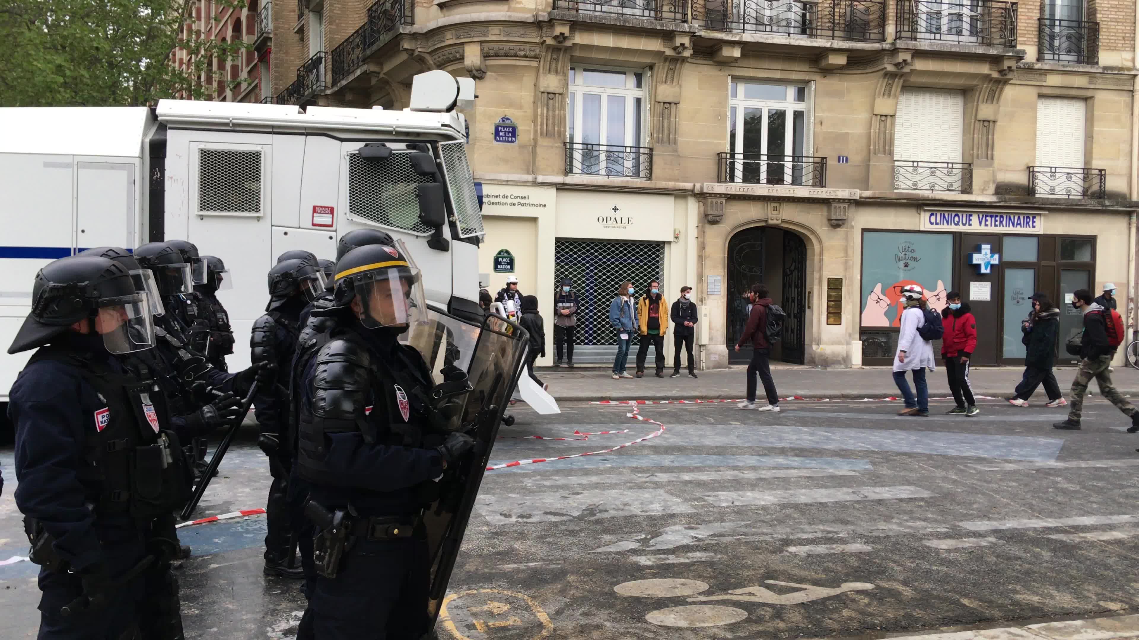 Protesters clash in Paris during the May Day