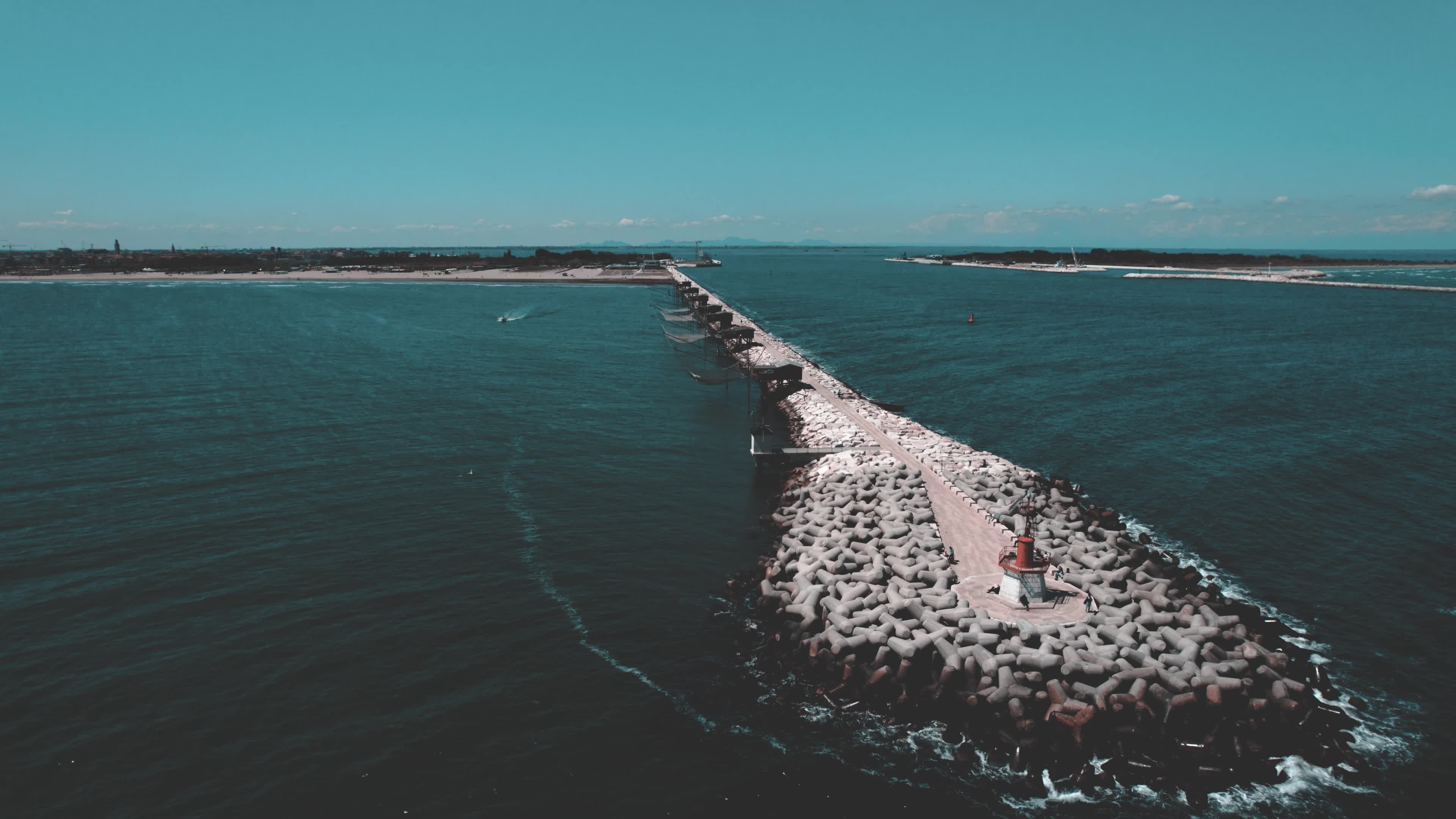 Drone view of Dam of Sottomarina