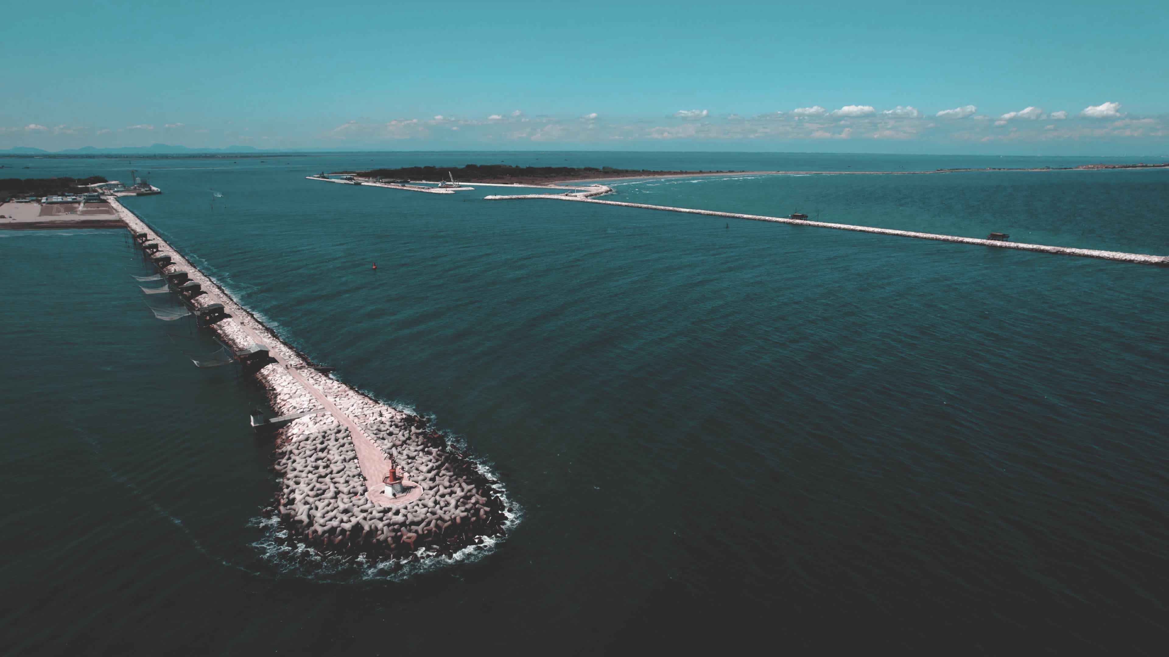 Drone view of Dam of Sottomarina